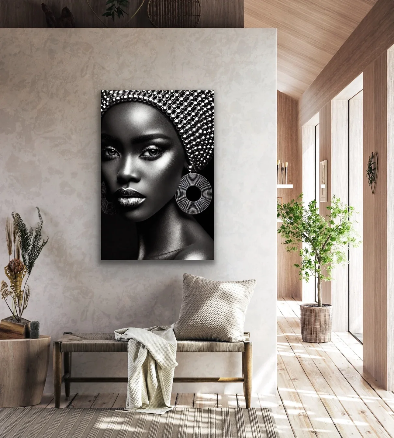 Afrikalı Siyahi Kadın Kanvas Tablo 70x100 - Çerçevesiz Duvar Sanatı