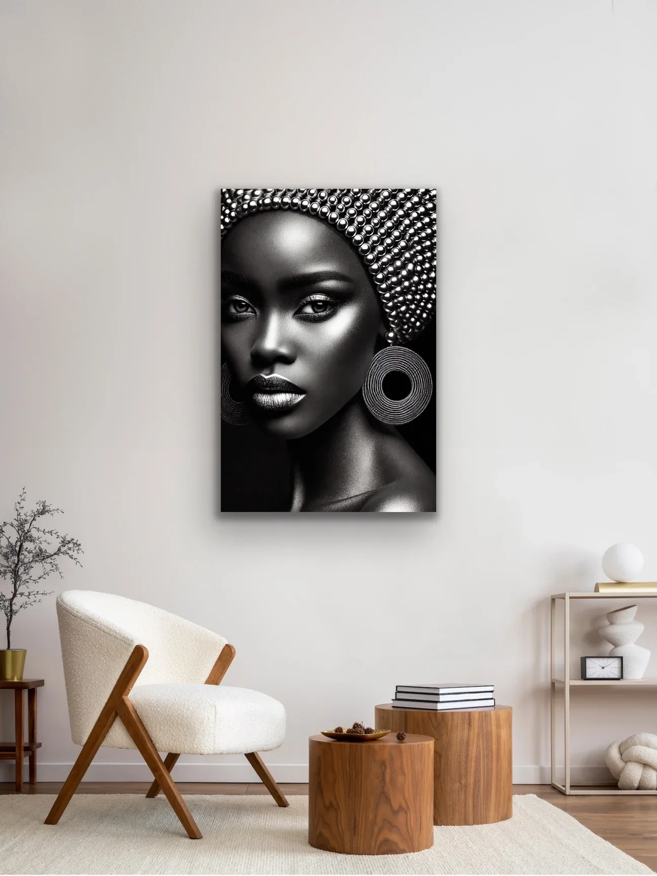 Afrikalı Siyahi Kadın Kanvas Tablo 70x100 - Çerçevesiz Duvar Sanatı