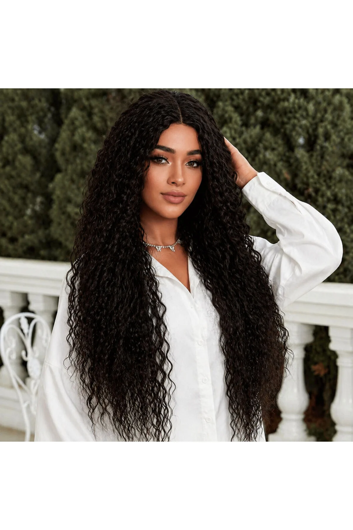 Afro Daa Fiber Sen Tül Peruk / Koyu Kestane