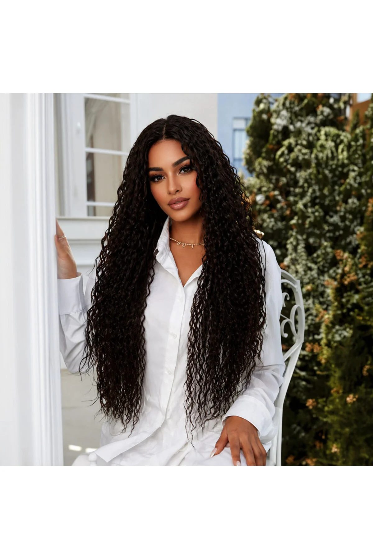 Afro Daa Fiber Sen Tül Peruk / Koyu Kestane