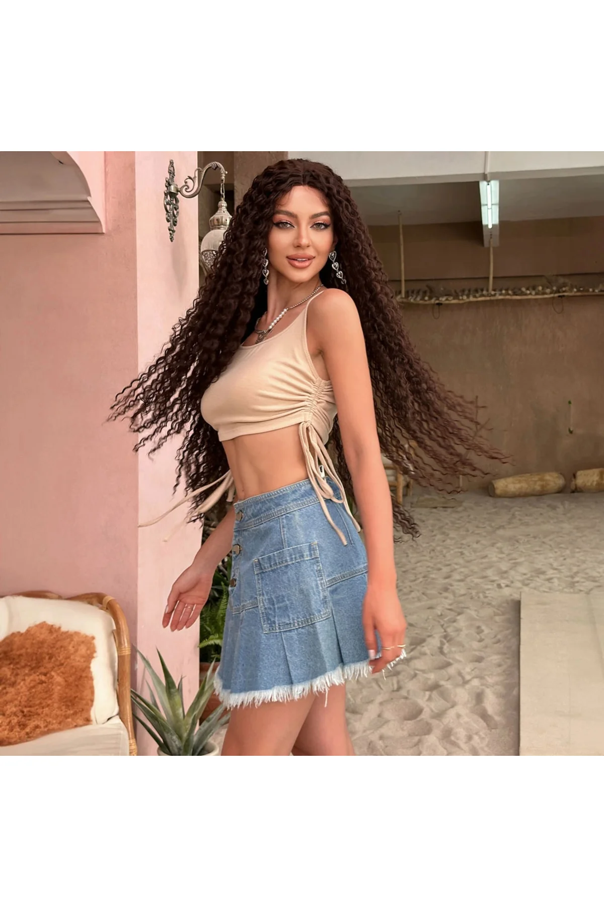 Afro Daa Fiber Sen Tül Peruk / Kahverengi