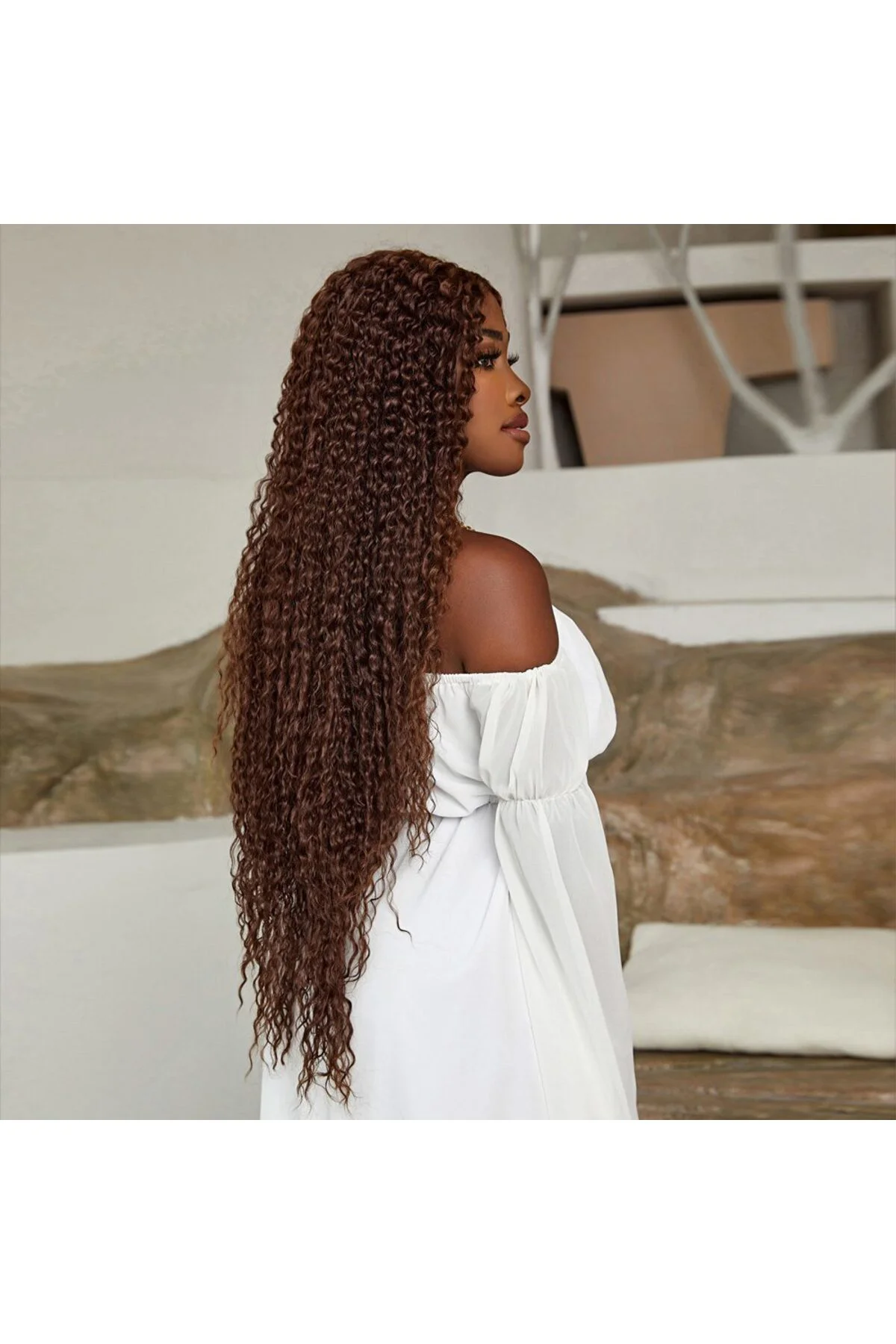 Afro Daa Fiber Sen Tül Peruk / Açık Kahve