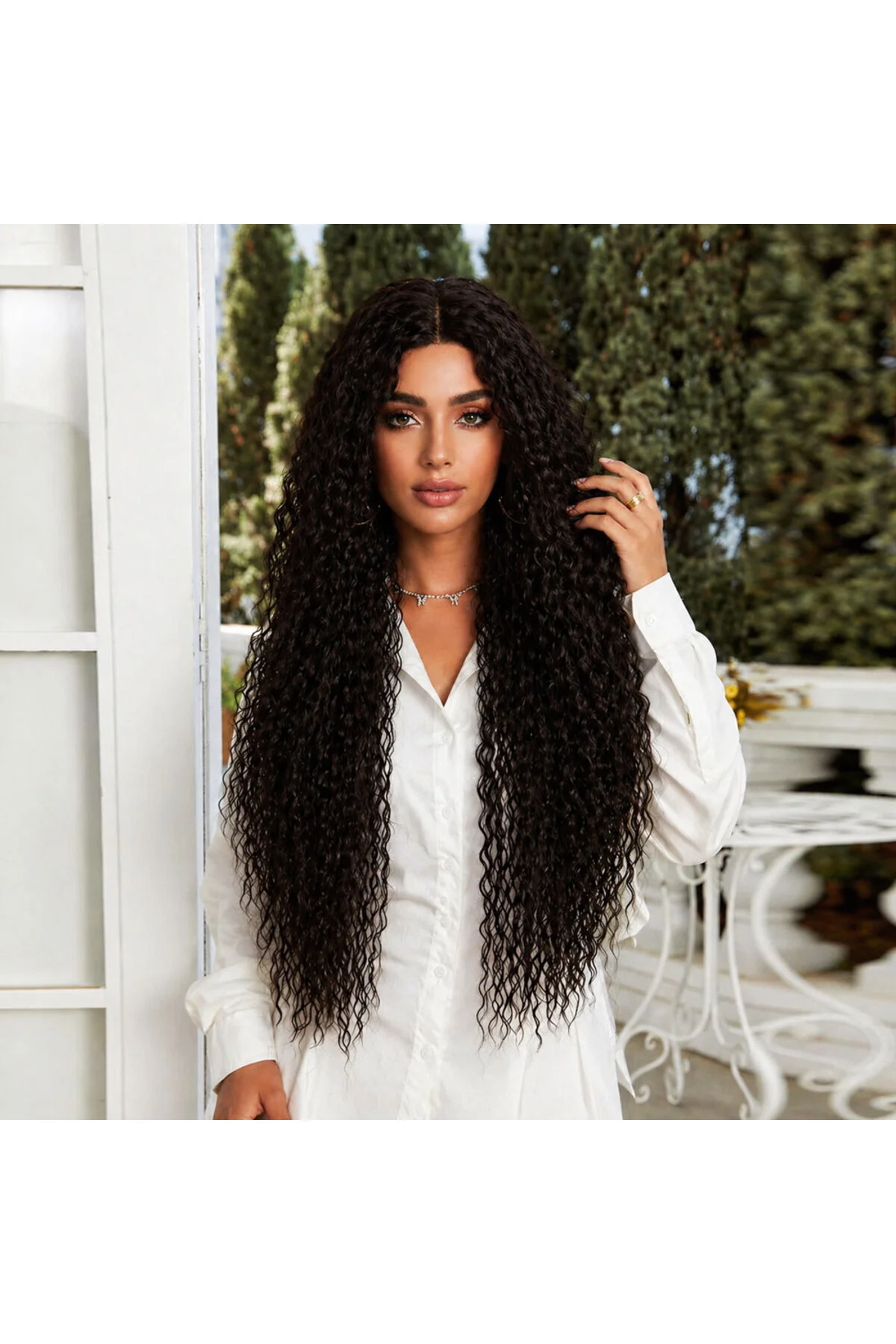 Afro Daa Fiber Sen Tül Peruk / Koyu Kestane