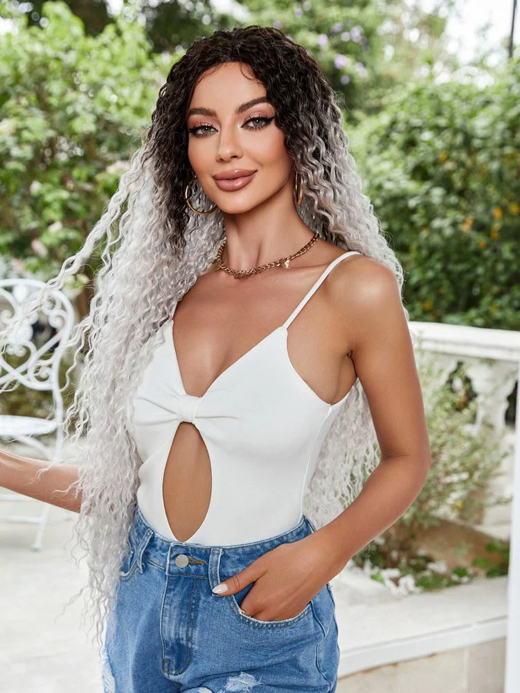 Afro Daa Fiber Sen Tül Peruk / Siyah / Gri Ombreli
