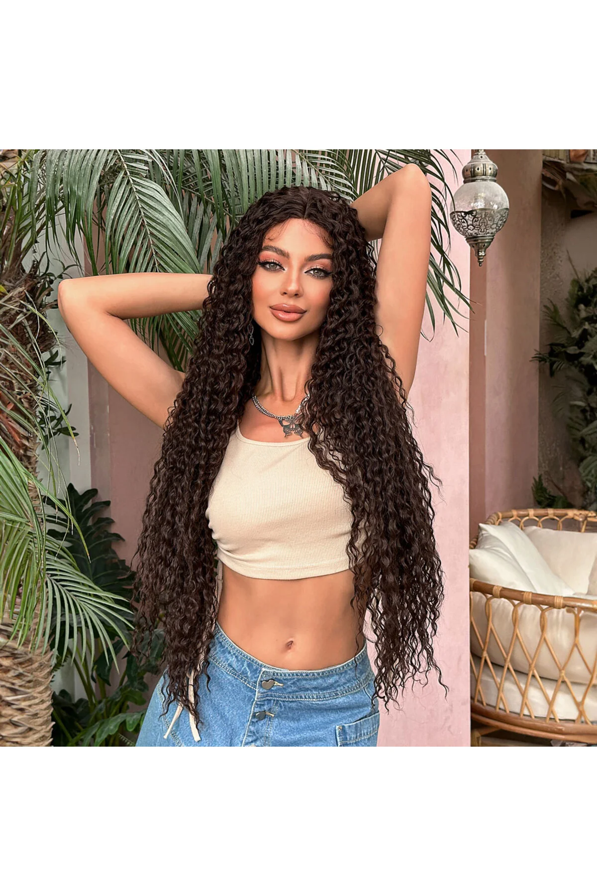 Afro Daa Fiber Sen Tül Peruk / Kahverengi