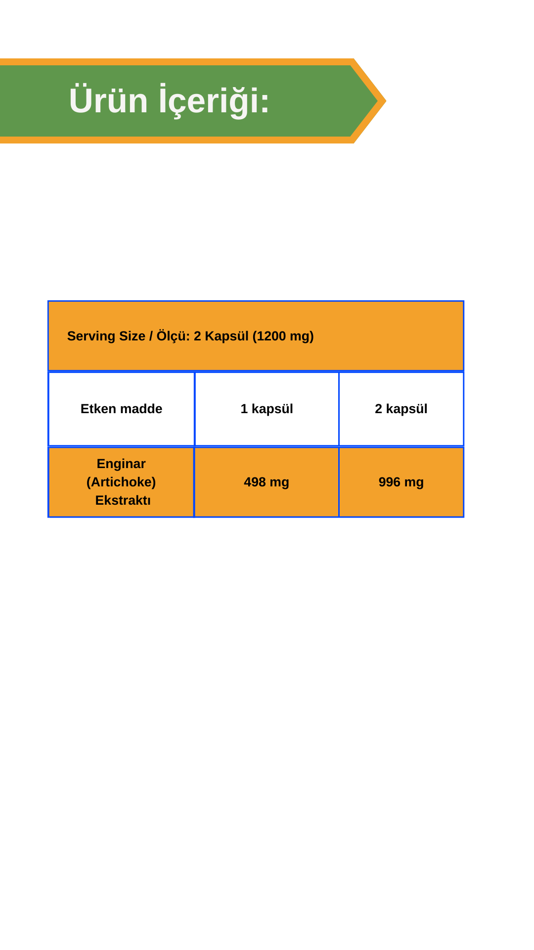  Afye (Artichoke)Enginar 60 Bitkisel Kapsül