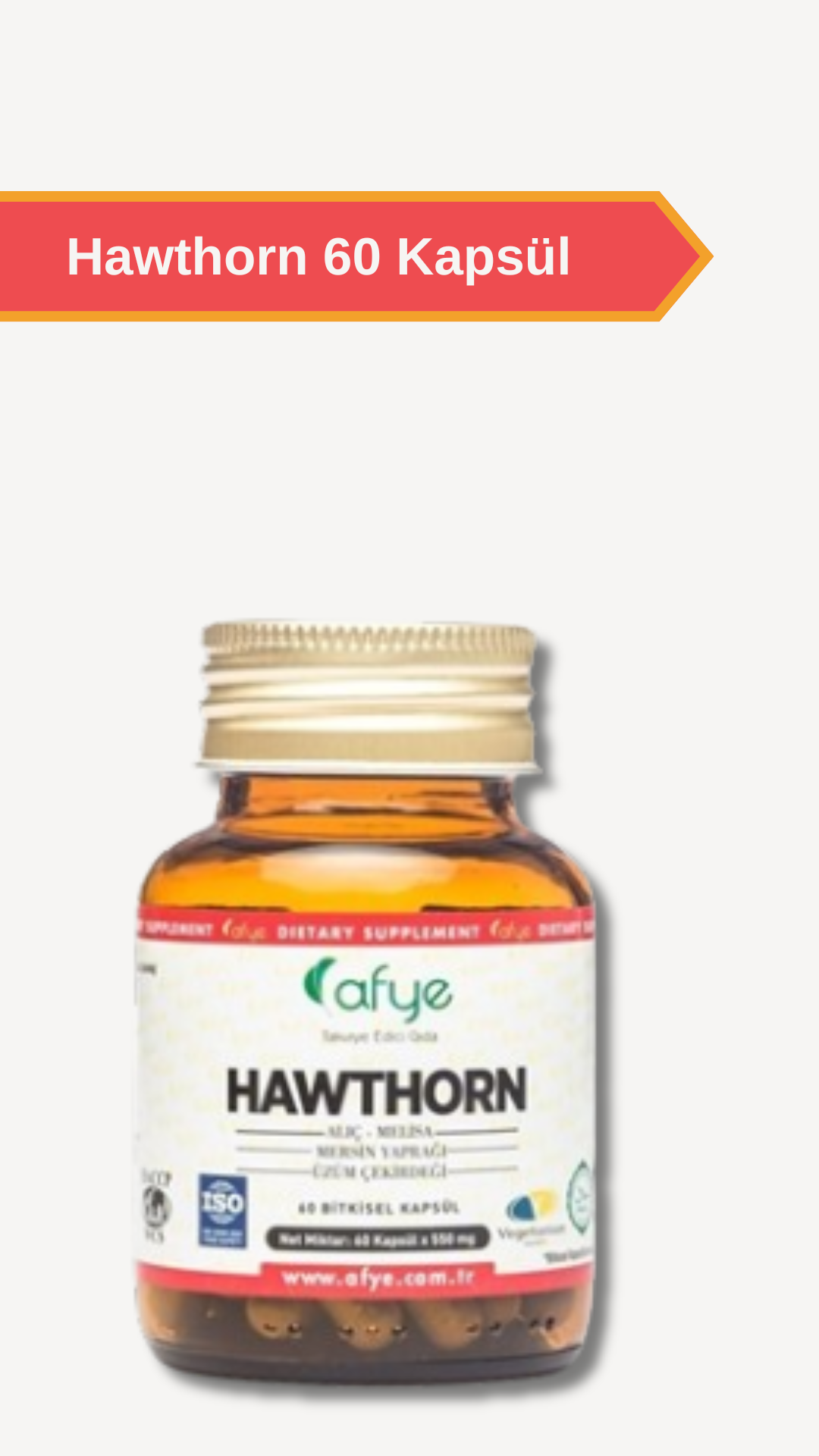 Afye Hawthorn  (Alıç Ekstraktı, Melisa Ekstraktı, Mersin Ekstraktı, Üzüm Çekirdeğı ,) 60 Kapsül