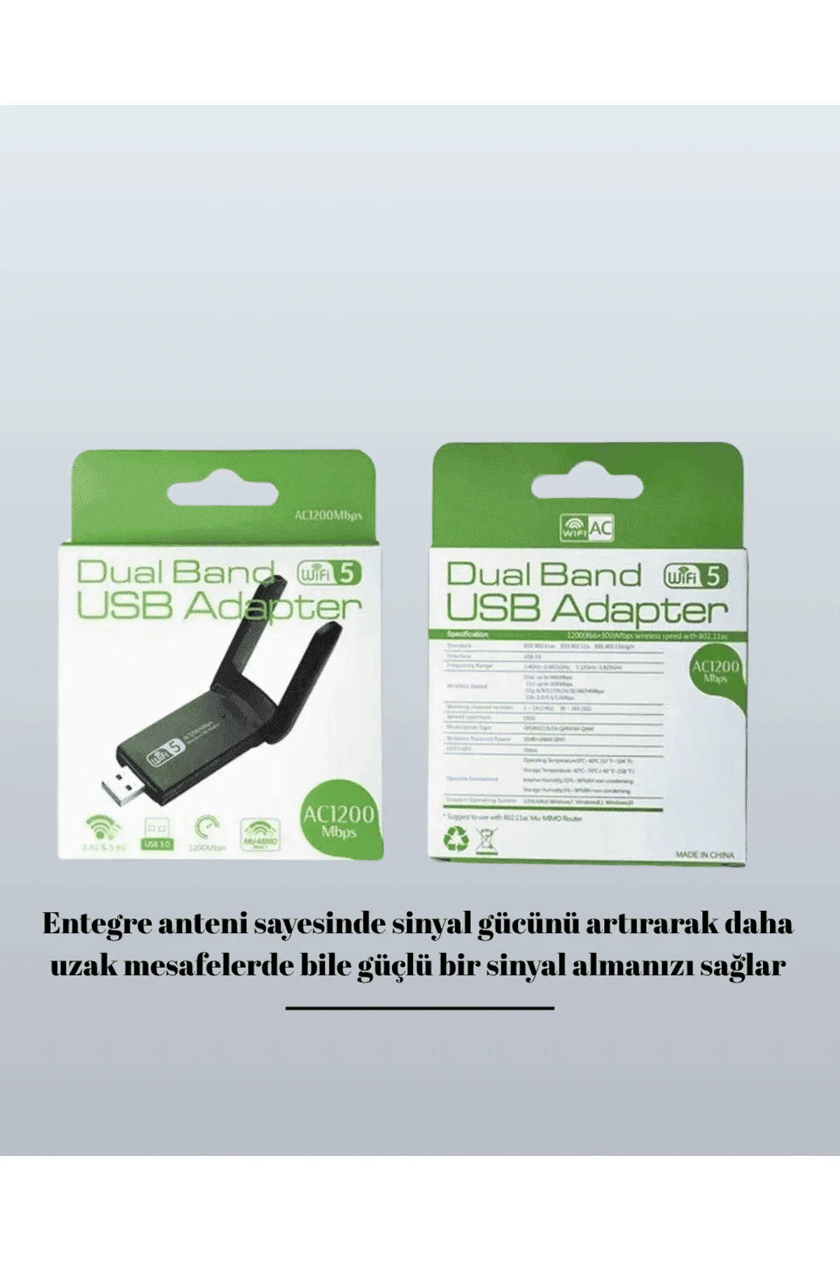 Ağ Adaptörü Realtek 5G Destekli Yüksek Hızlı Çift Bant USB Ağ Adaptörü Realtek 5G Destekli Yüksek Hızlı Çift Bant USB - Görsel 4