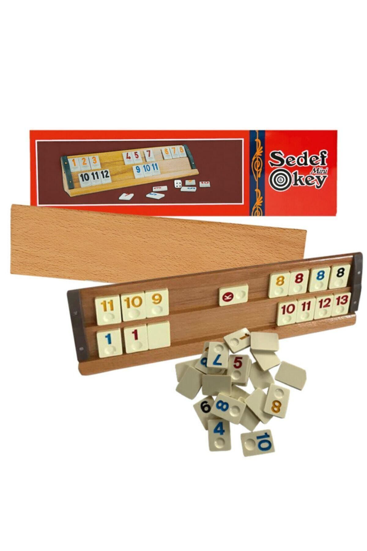 Sedef Ağaç Mini Boy Okey Takimi (Melamin Taşli) 1 Adet İskambil Kağidi