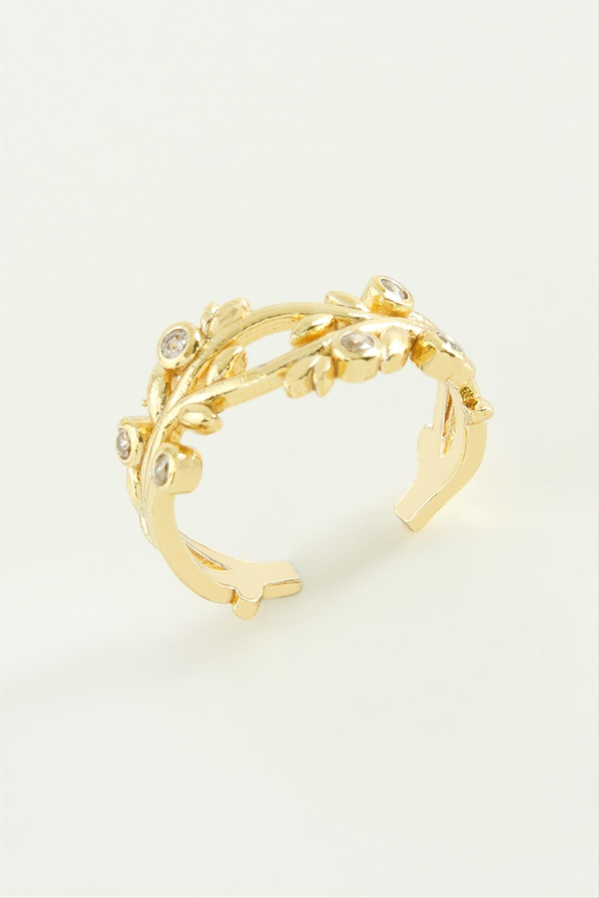 Ağaç Taşlı () Metal Yüzük-Sarı