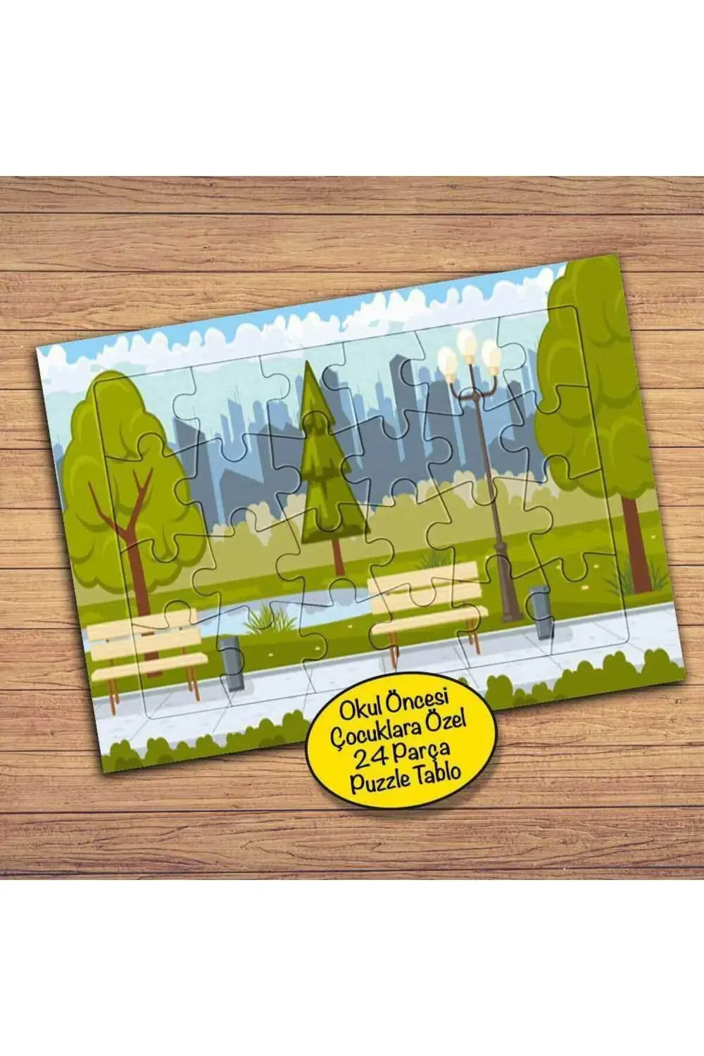 Ağaçlı Doğa Manzarası 24 Parça Çocuklara Özel Yapboz Tablo-16592