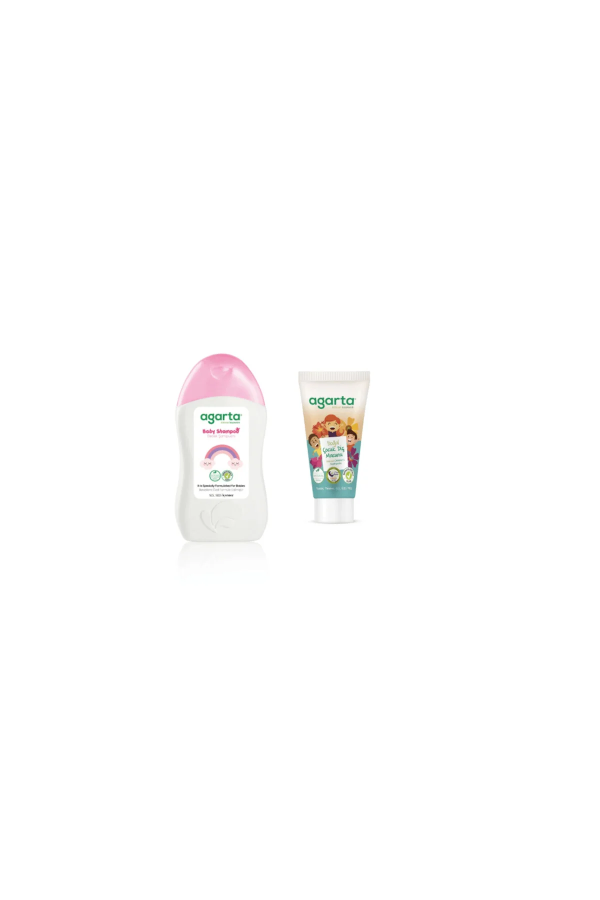 Agarta Doğal Kız Bebek Şampuanı Saç ve Vücut 400 ml + Doğal Çocuk Diş Macunu 75ml