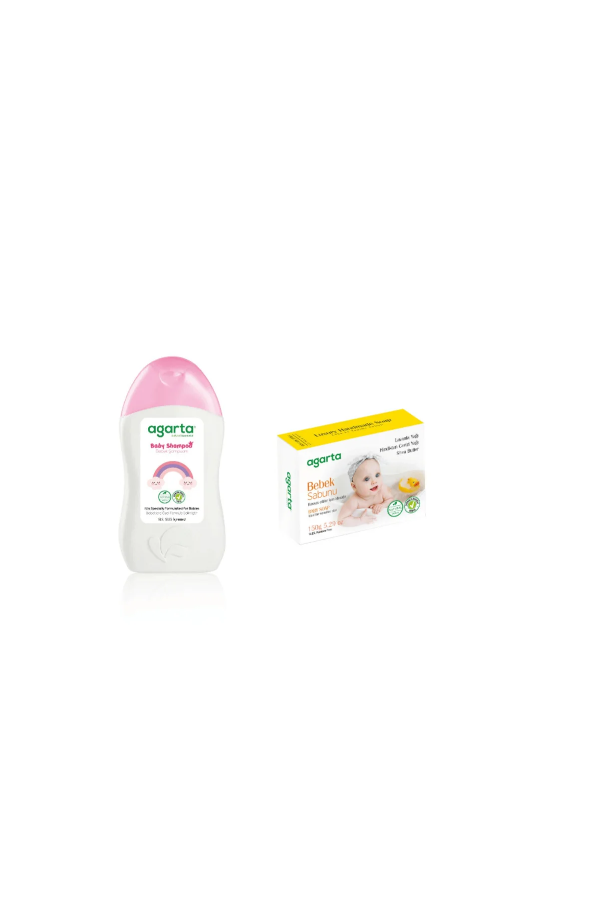 Agarta Doğal Kız Bebek Şampuanı Saç ve Vücut 400 ml +Doğal Bakım Bebek Sabunu 150 Gr