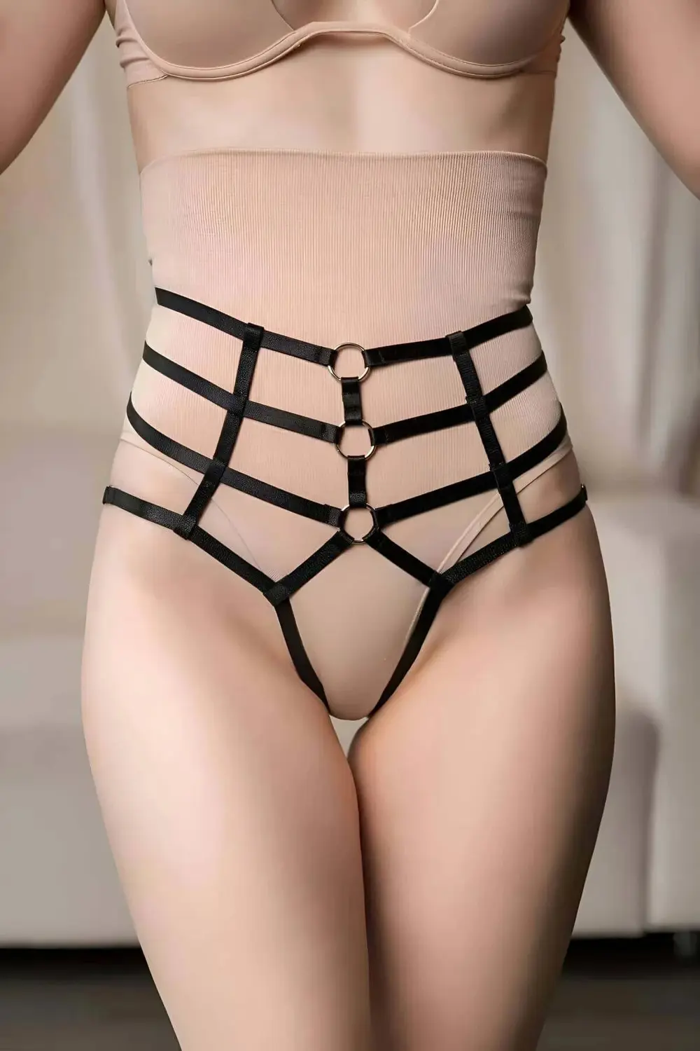Ağı Açık Yüksel Bel String Lastik Harness - Brf1211