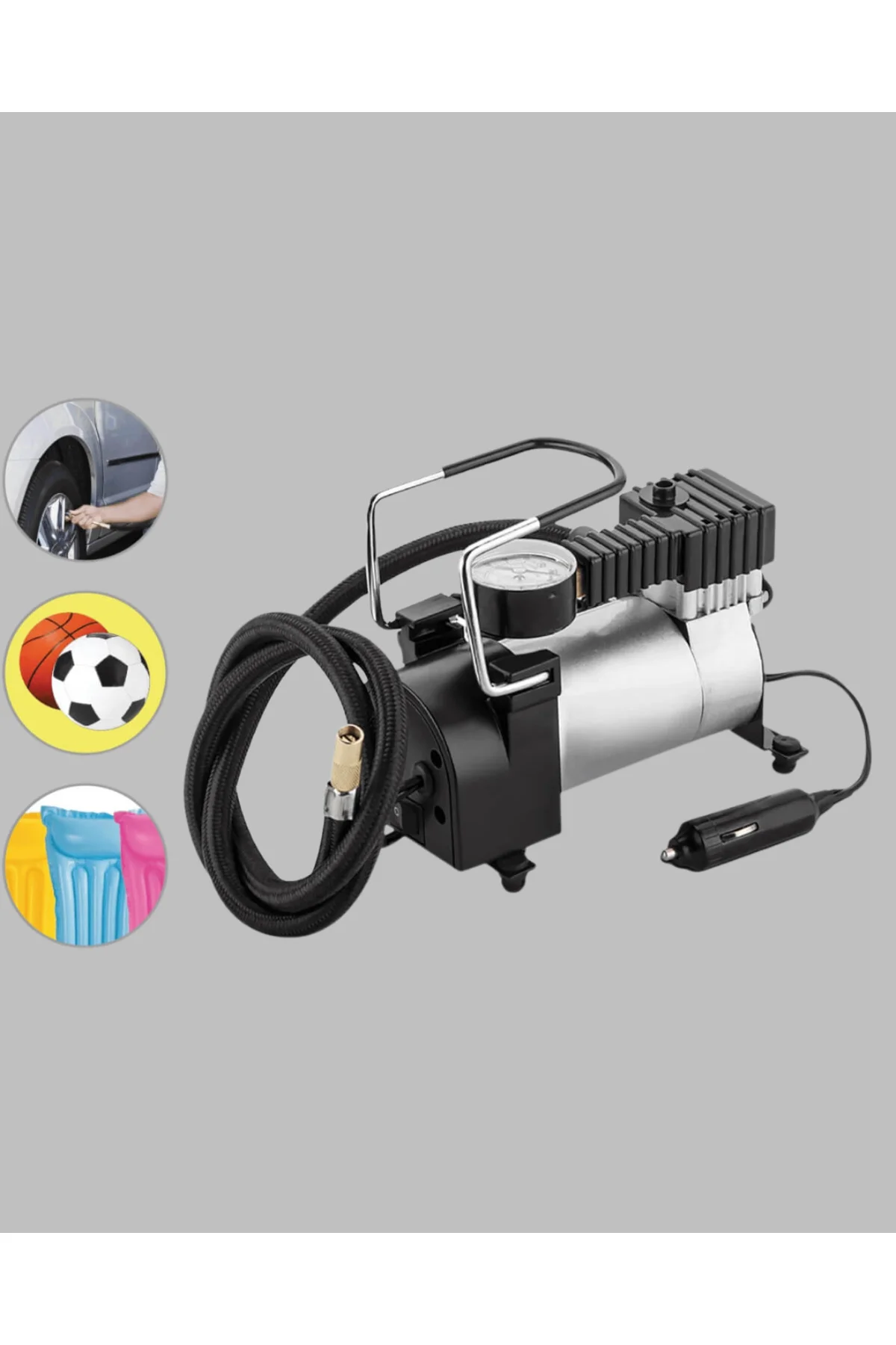 Ağır Hizmet Tipi Oto Kompresör 140 PSI Manometreli