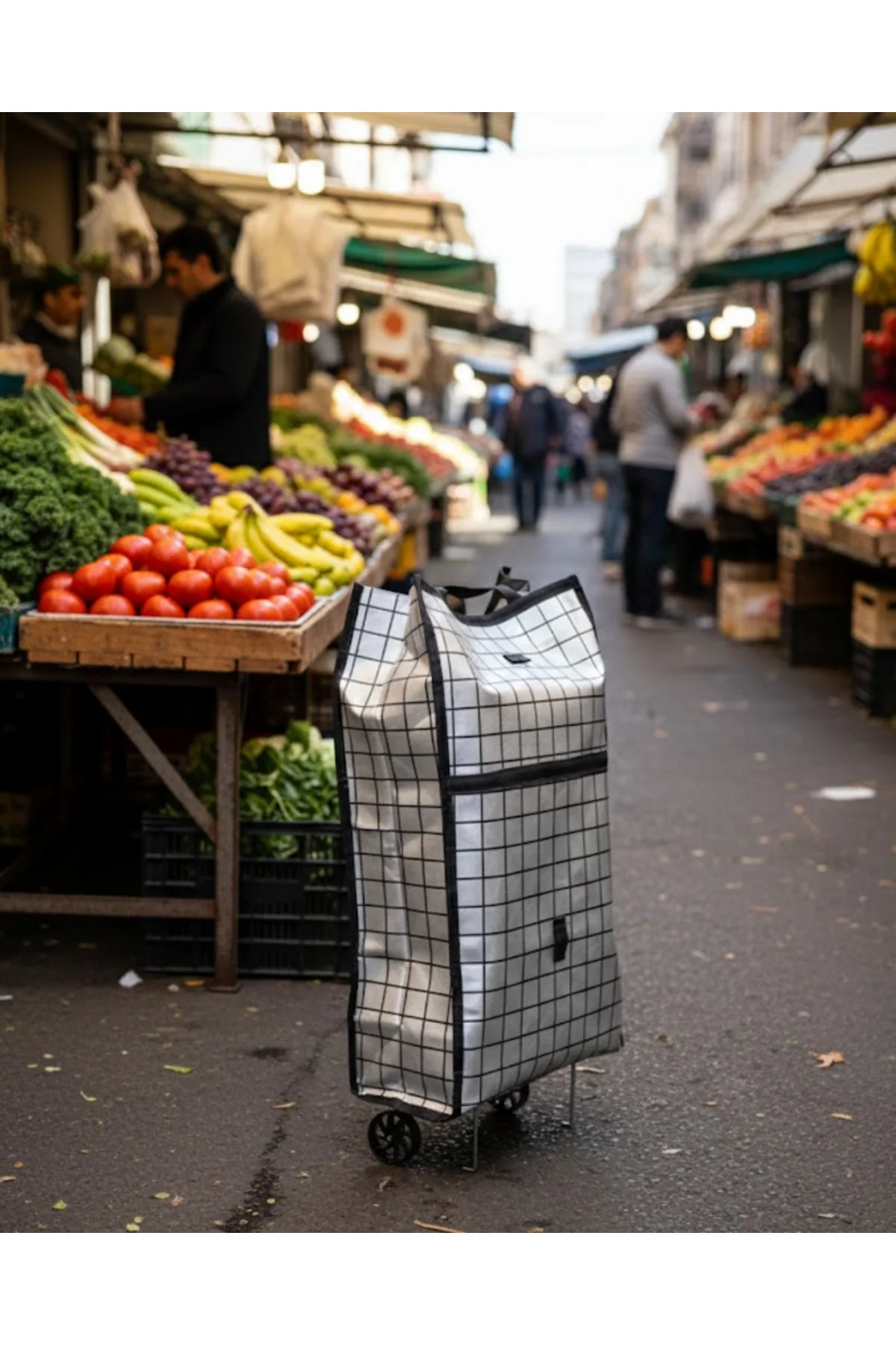 Ağır Yük Taşımaya Uygun Tekerlekli Market ve Pazar Çantası