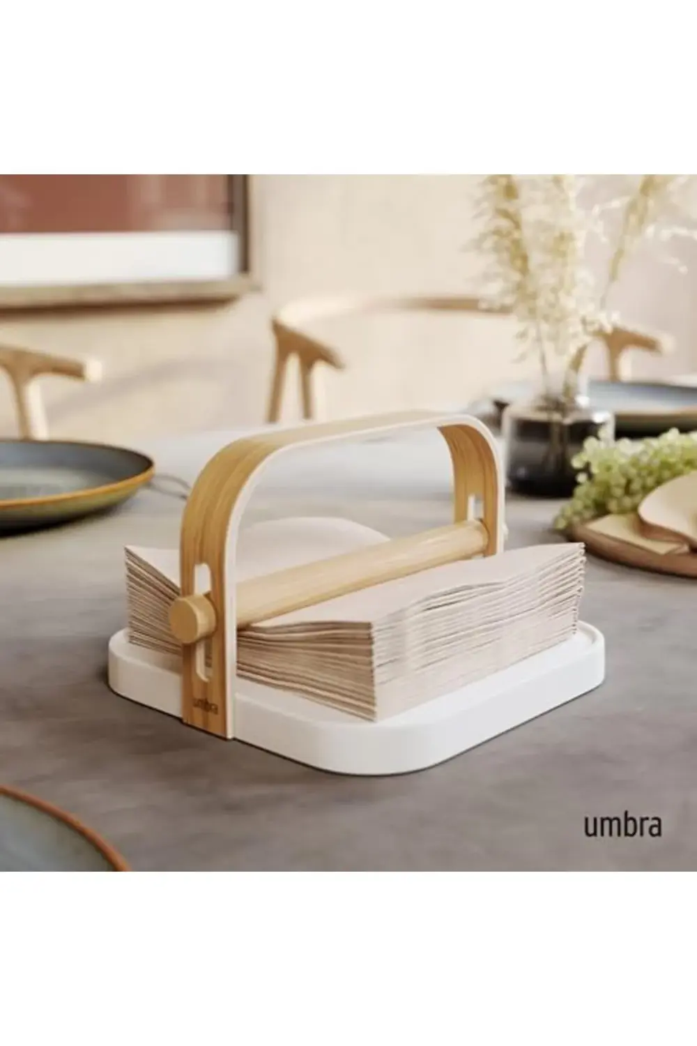 Ağırlık ve Taşıma Saplı Bellwood Peçete Tutacağı, Beyaz/Doğal 395