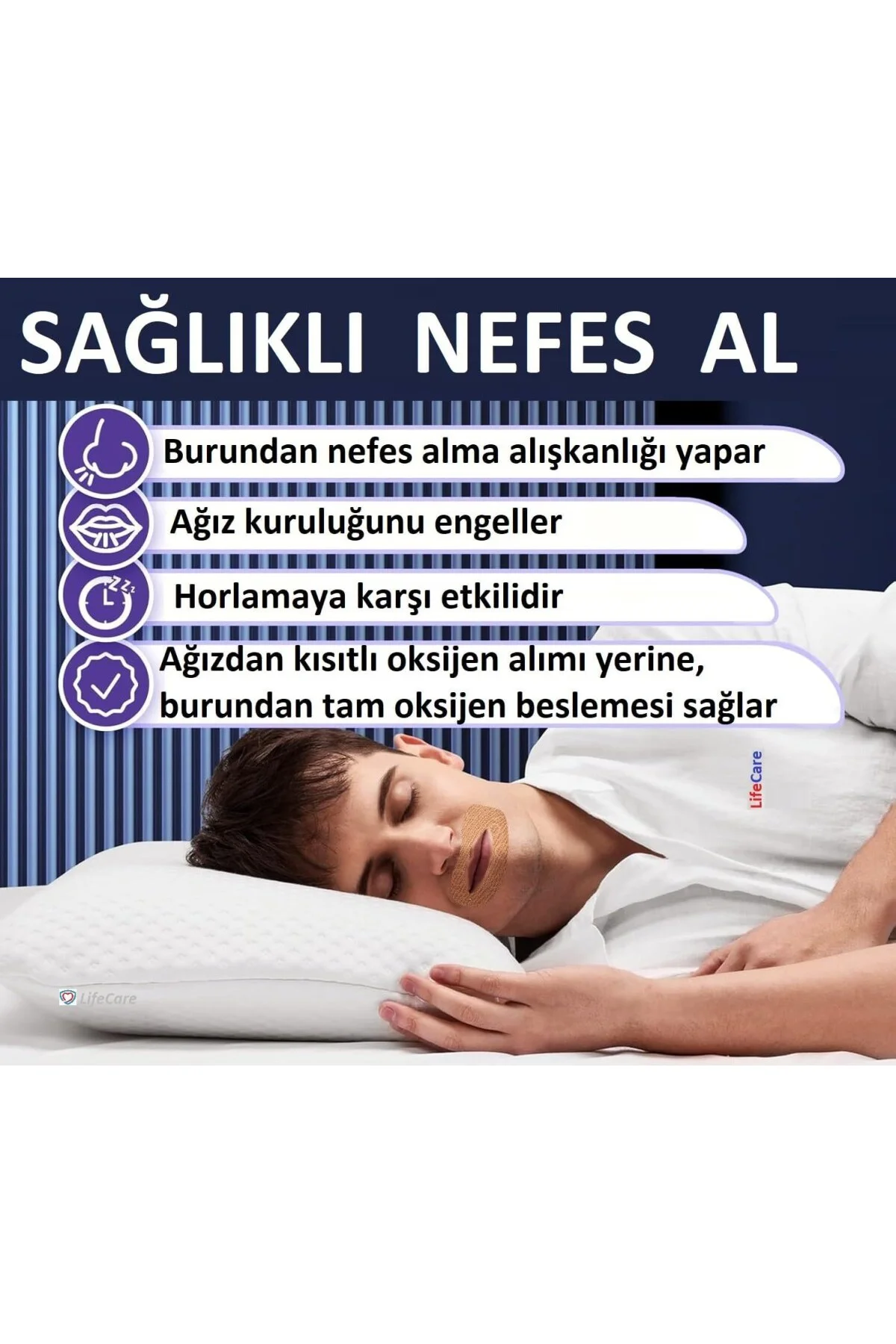 Ağız Kapama Horlama önleyici Bant 10'lu Kutu Yetişkin Boy