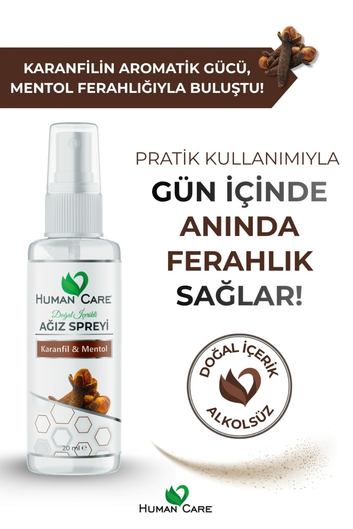 Ağız Spreyi - Karanfil & Mentol - Alkolsüz Ağız Spreyi Ferahlatıc