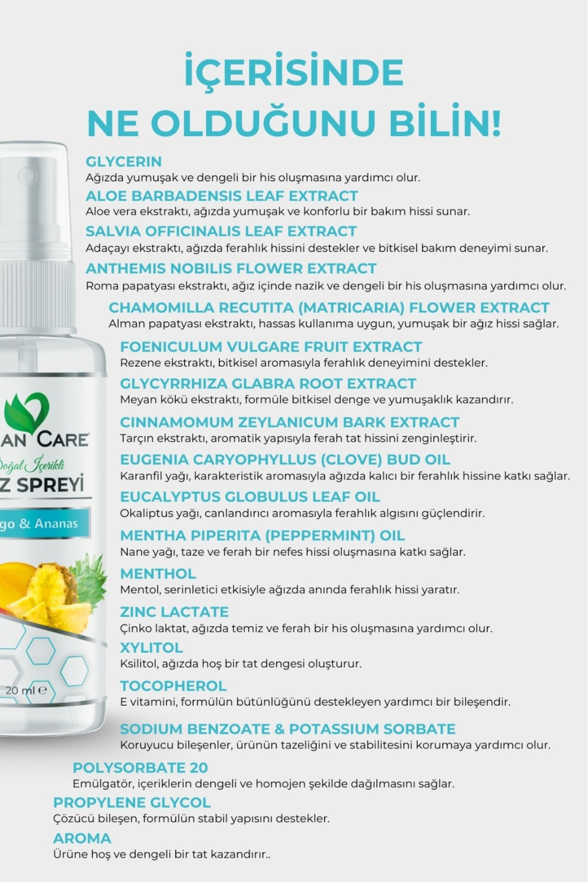 Ağız Spreyi - Mango & Ananas - Alkolsüz Doğal Ağız Kokusu Gideric