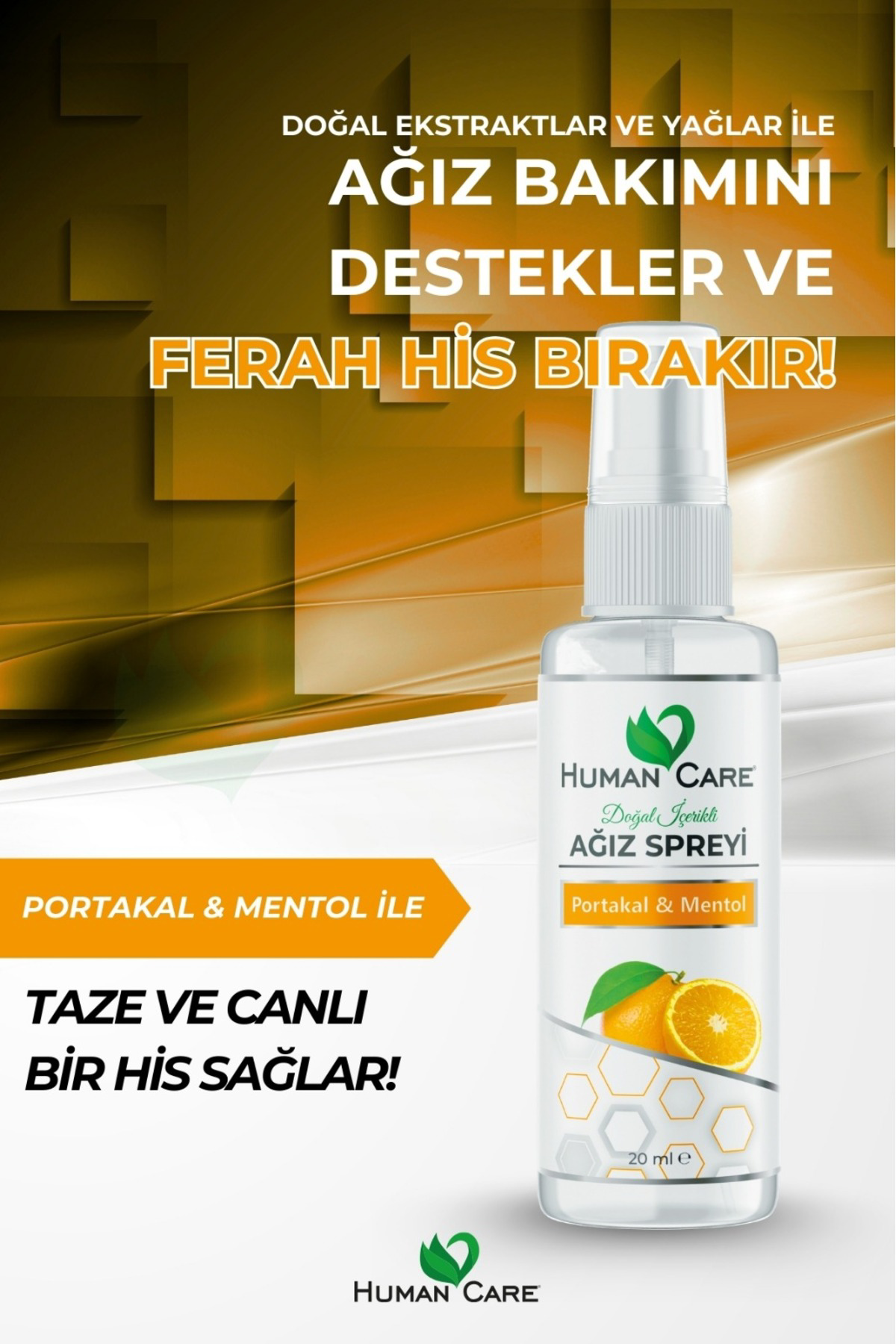 Ağız Spreyi - Portakal & Mentol - Doğal İçerikli Ağız Kokusu Önle