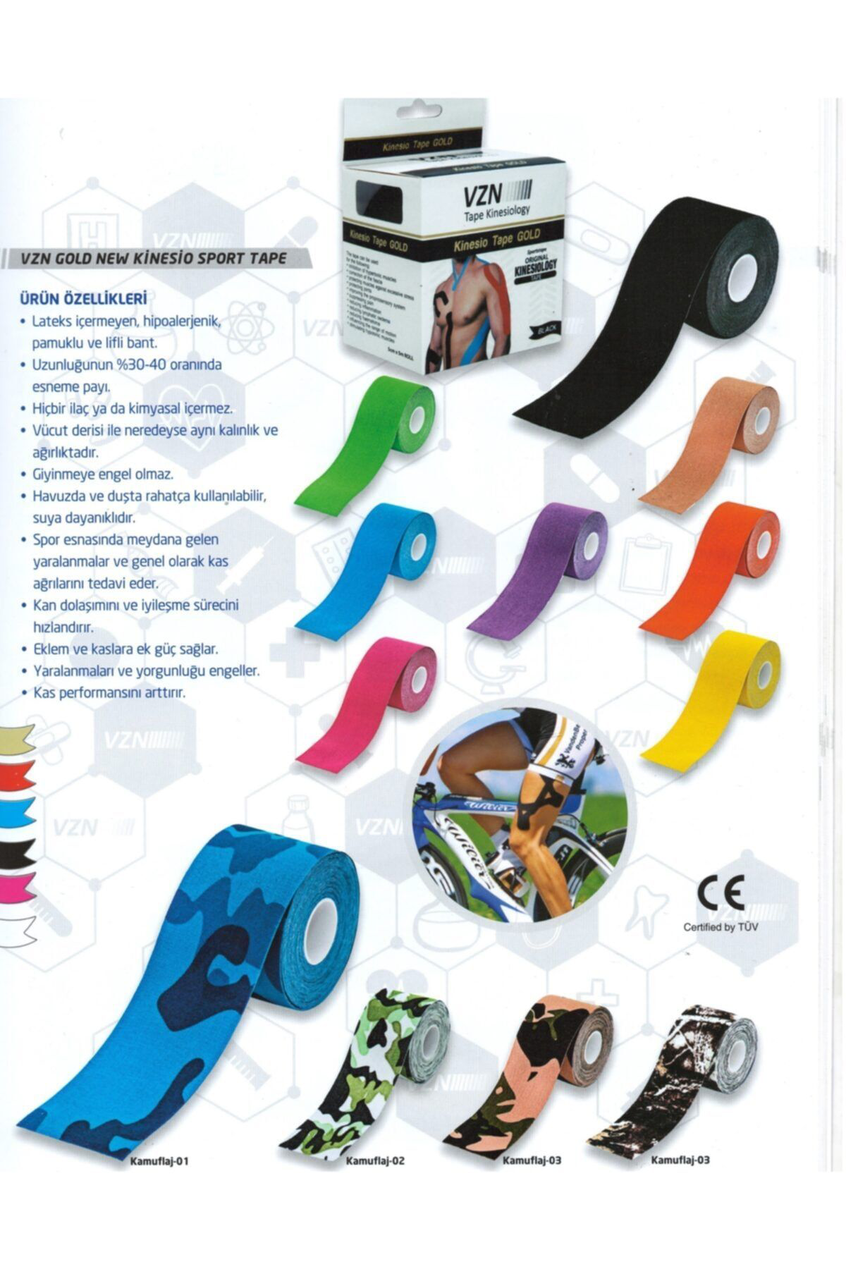 Vzn Ağri Bandi - Kinesio Bant - Sporcu Bandi Pembe