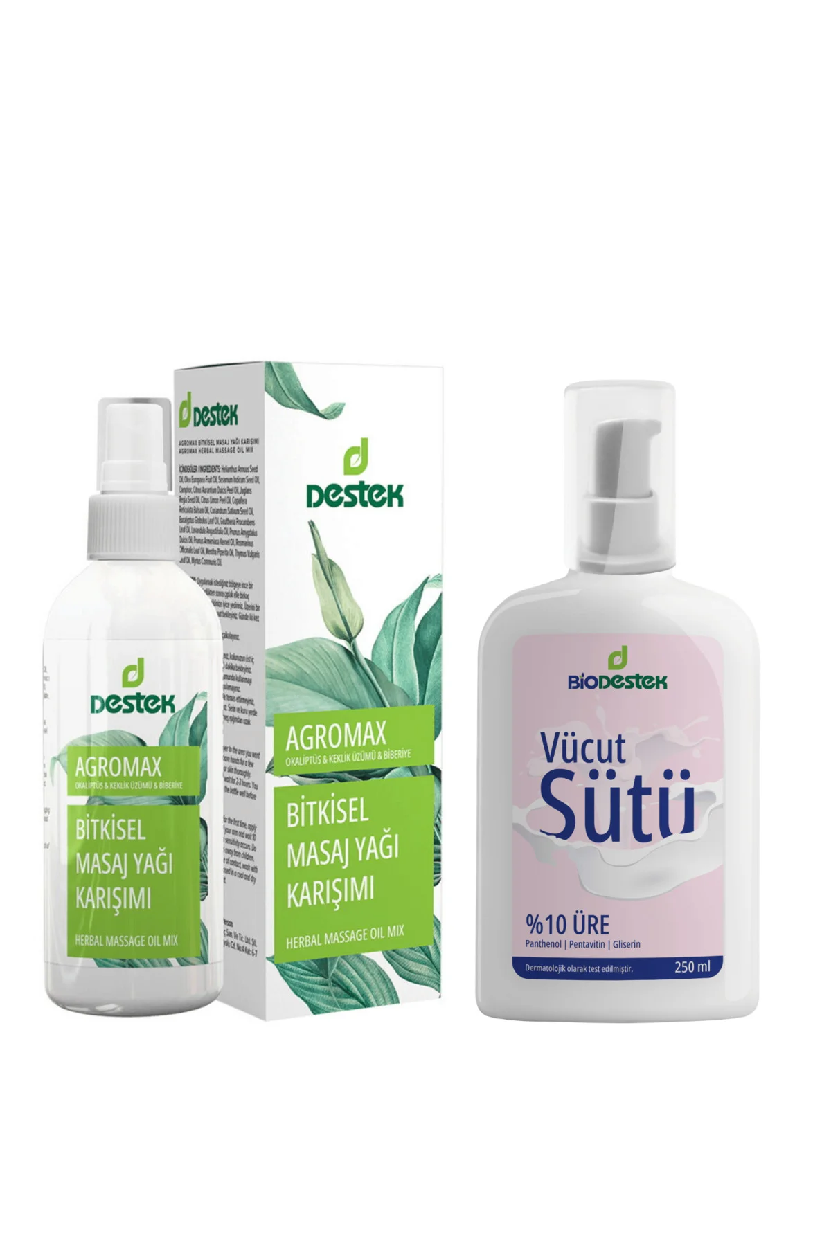 Agromax Bitkisel Masaj Yağı Karışımı 150 ml +Biodestek Vücut Sütü 250 ml