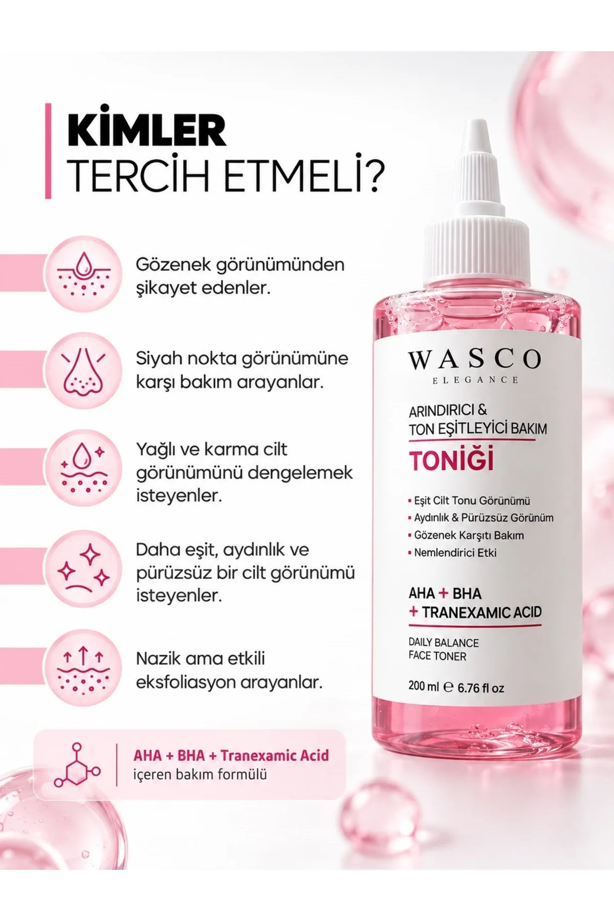 AHA BHA Tranexamic Acid Tonik 200 ml – Arındırıcı, Ton Eşitleyici, Aydınlık Görünüm & Gözenek Bakımı - Görsel 6