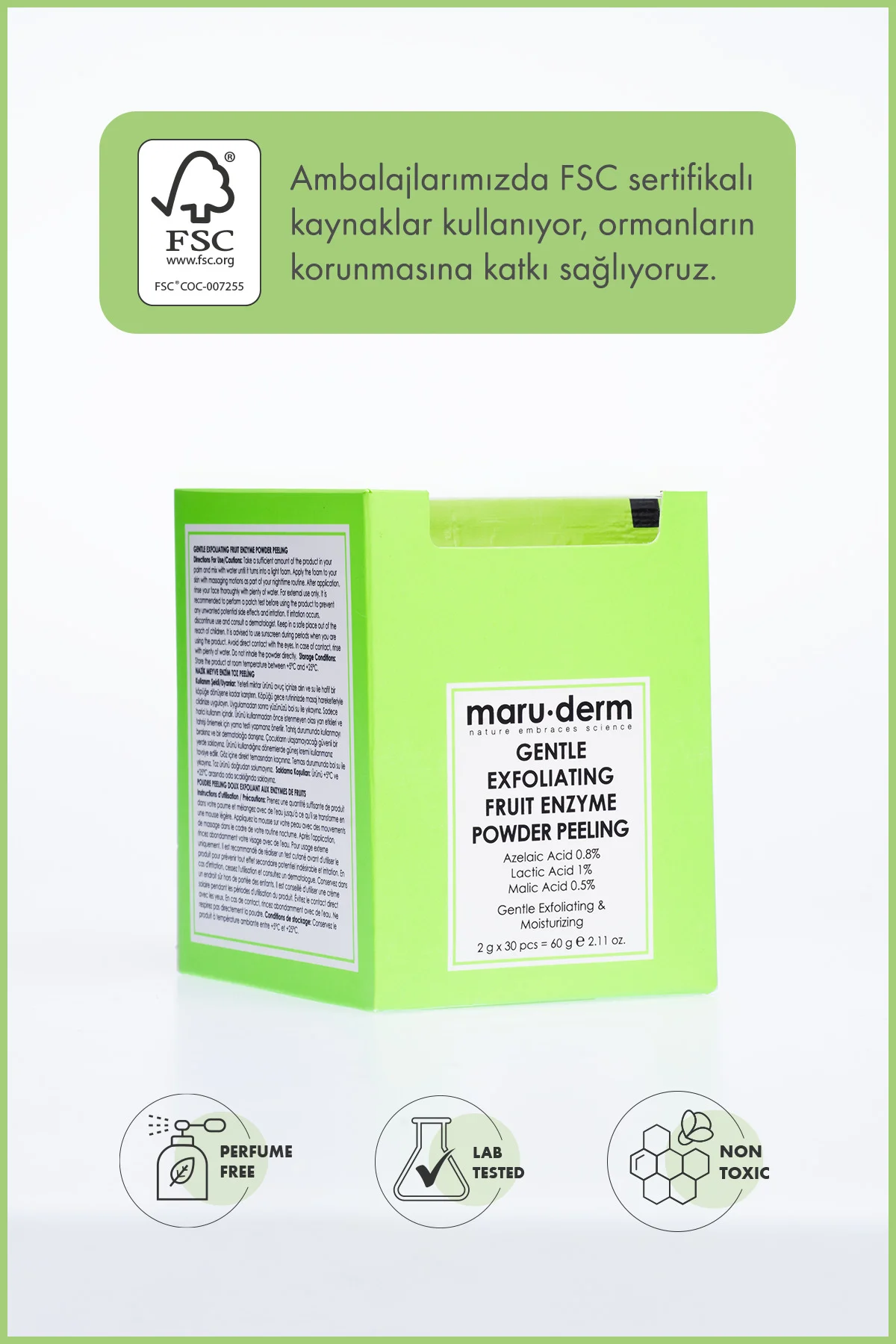 AHA Meyve Enzim Hassas Toz Peeling 60 G (Azelaik Asit 0,8%+Laktik