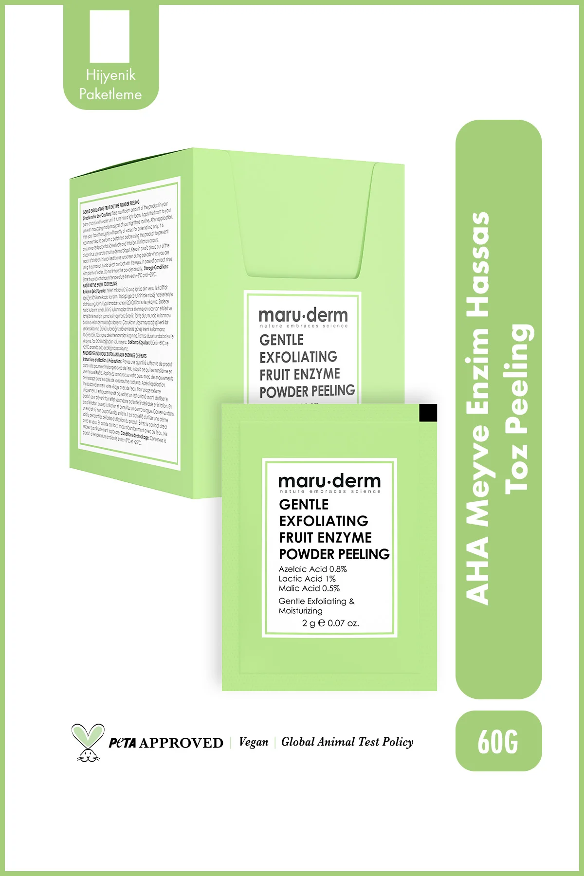 AHA Meyve Enzim Hassas Toz Peeling 60 G (Azelaik Asit 0,8%+Laktik