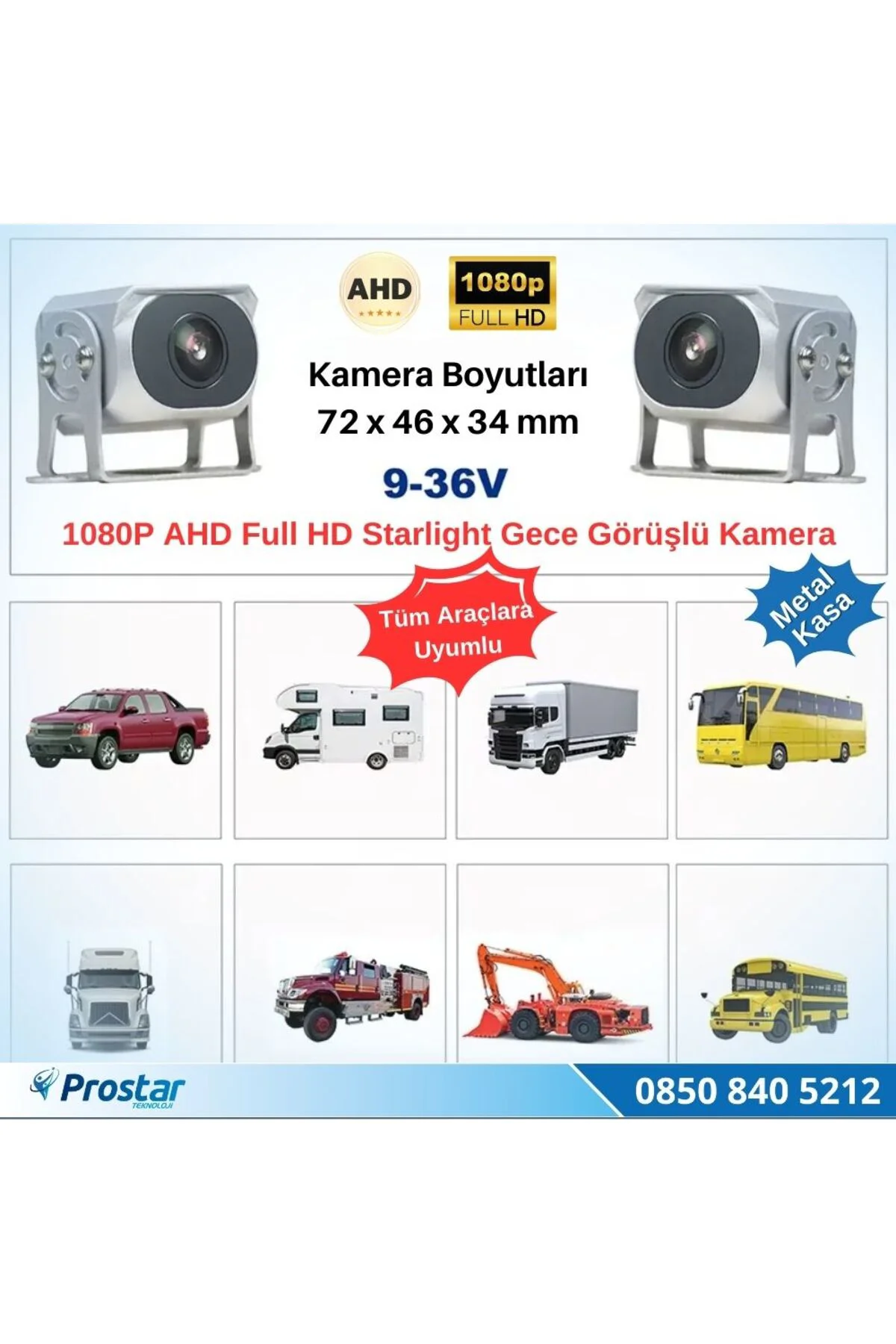 Ahd 1080p Full Hd 4pin Starlight Gece Görüşlü Geri Görüş Kamerası