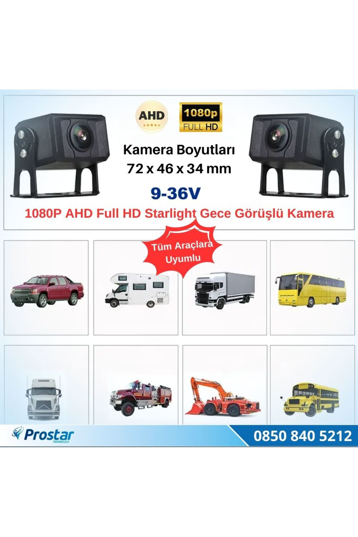 Navistar Ahd 1080P Full Hd 4Pin Starlight Plastik Kasa Gece Görüşlü Geri G