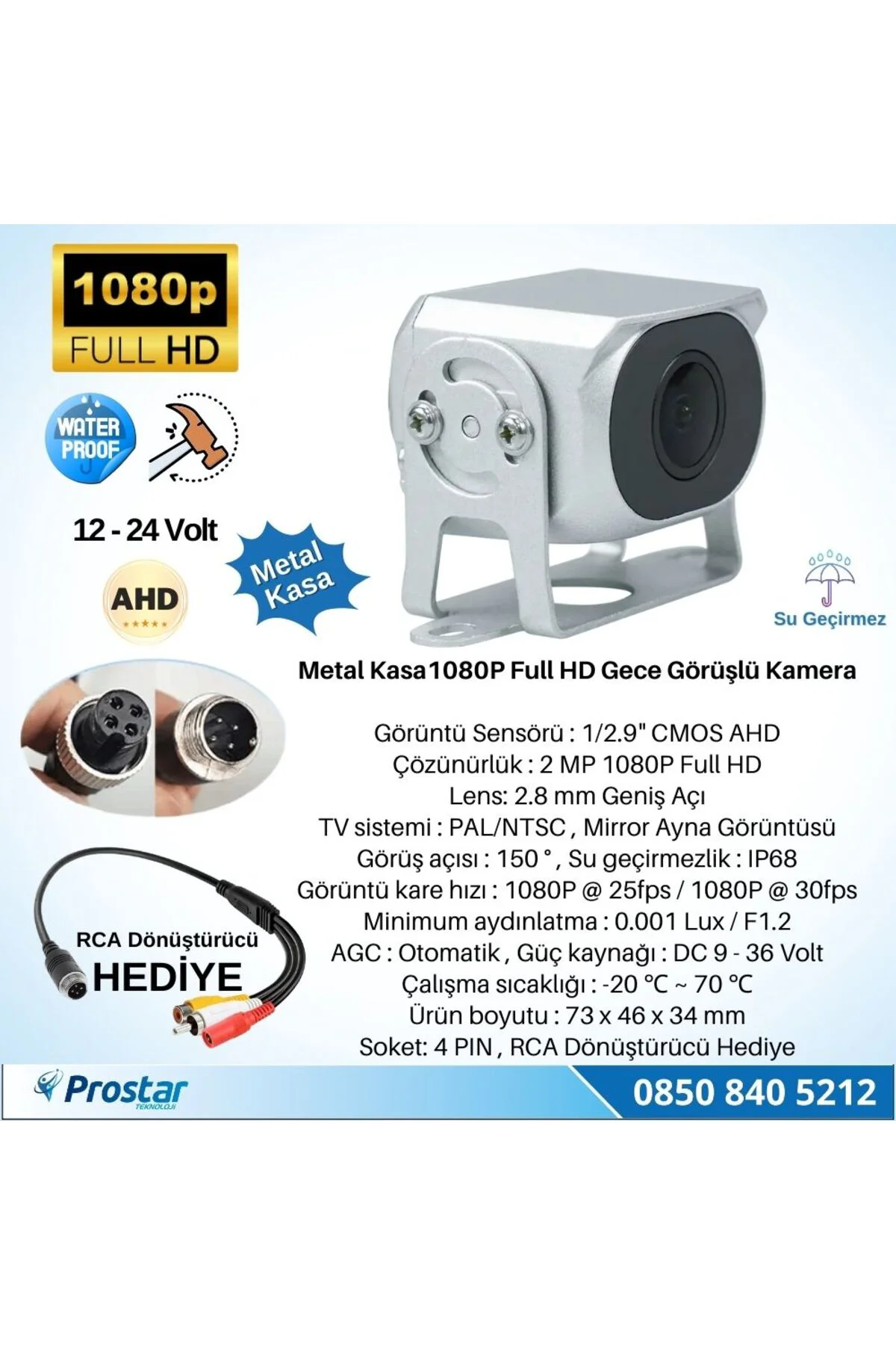 Ahd 1080p Full Hd 4pin Starlight Gece Görüşlü Geri Görüş Kamerası