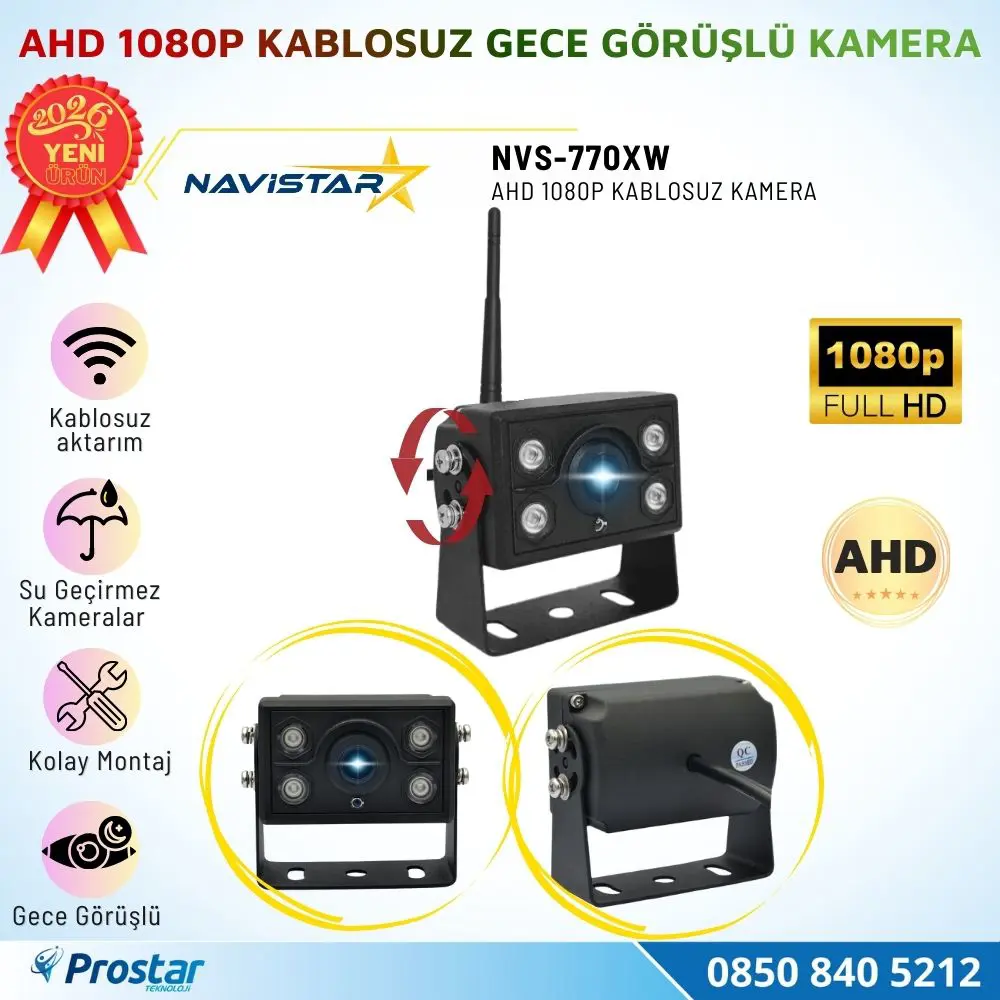 AHD 1080P Kablosuz Ledli Gece Görüşlü Araç Kamerası