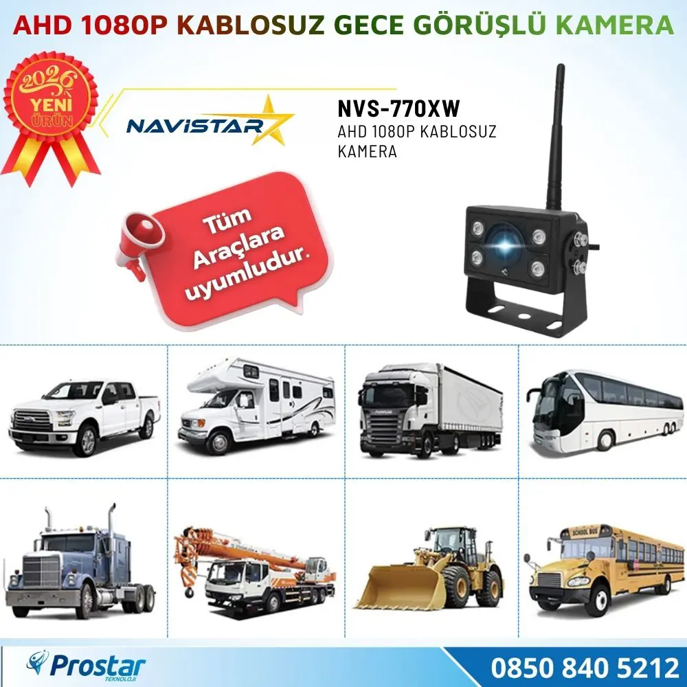 AHD 1080P Kablosuz Ledli Gece Görüşlü Araç Kamerası