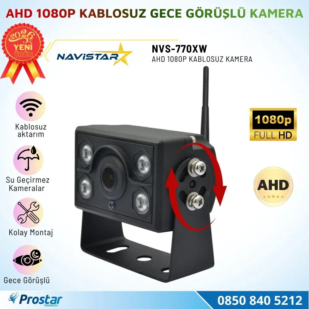 AHD 1080P Kablosuz Ledli Gece Görüşlü Araç Kamerası