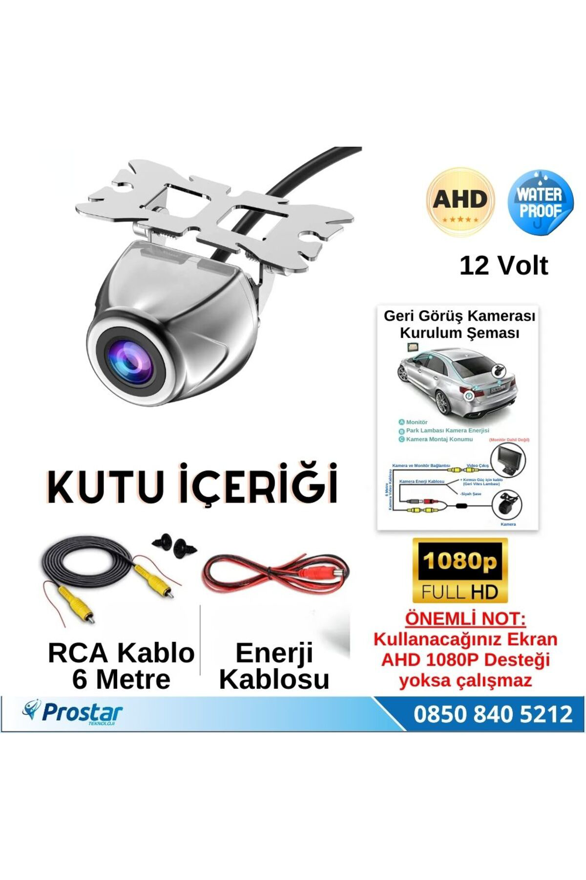 Navistar Ahd 1080P Sony 2G5p Balıkgözü 175 Derece Geniş Açılı Araç Geri Gö