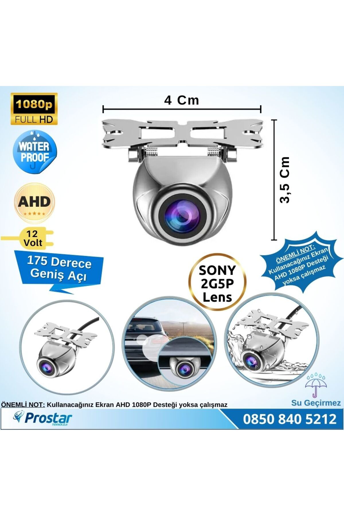 Navistar Ahd 1080P Sony 2G5p Balıkgözü 175 Derece Geniş Açılı Araç Geri Gö