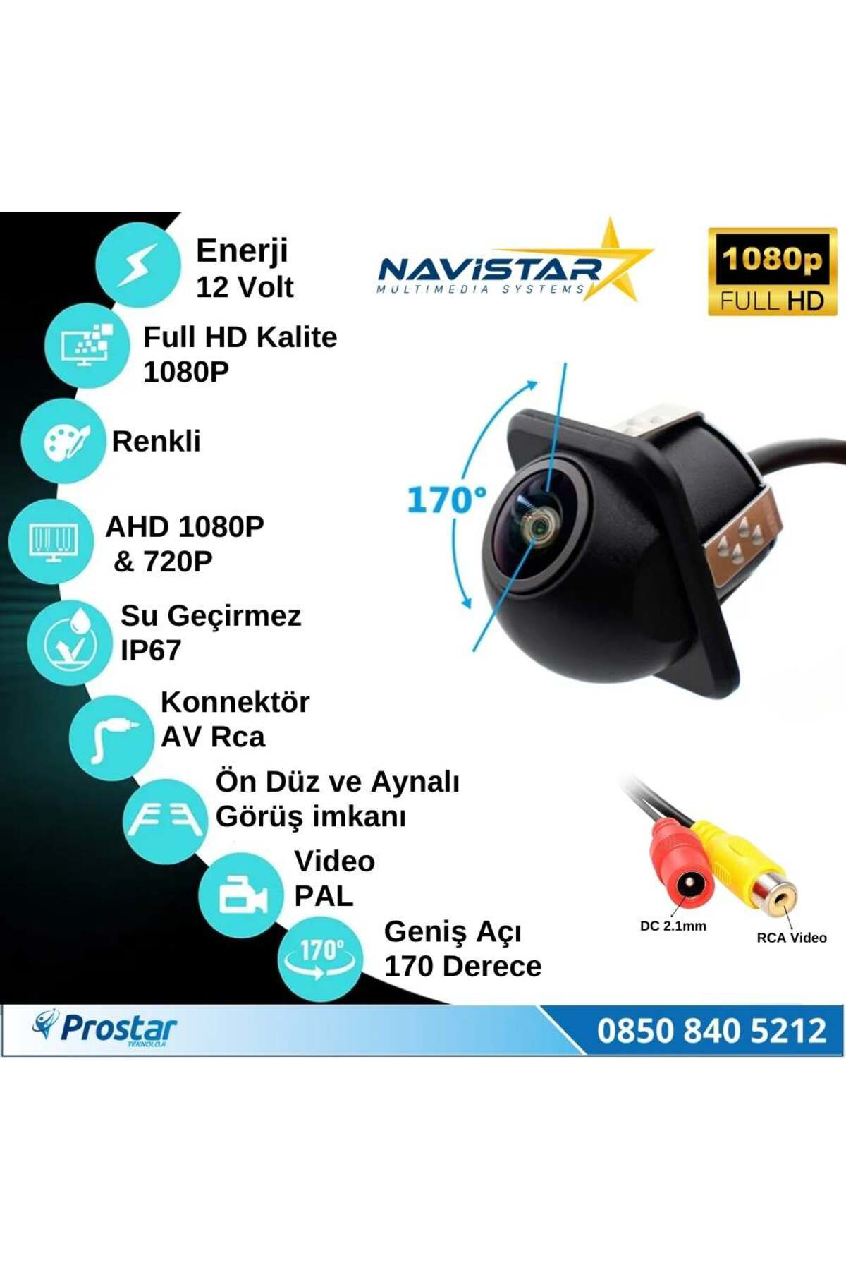 Navistar Ahd 1080P Ve 720P Çevrilebilir 170 Derece Balıkgözü Geniş Açılı G