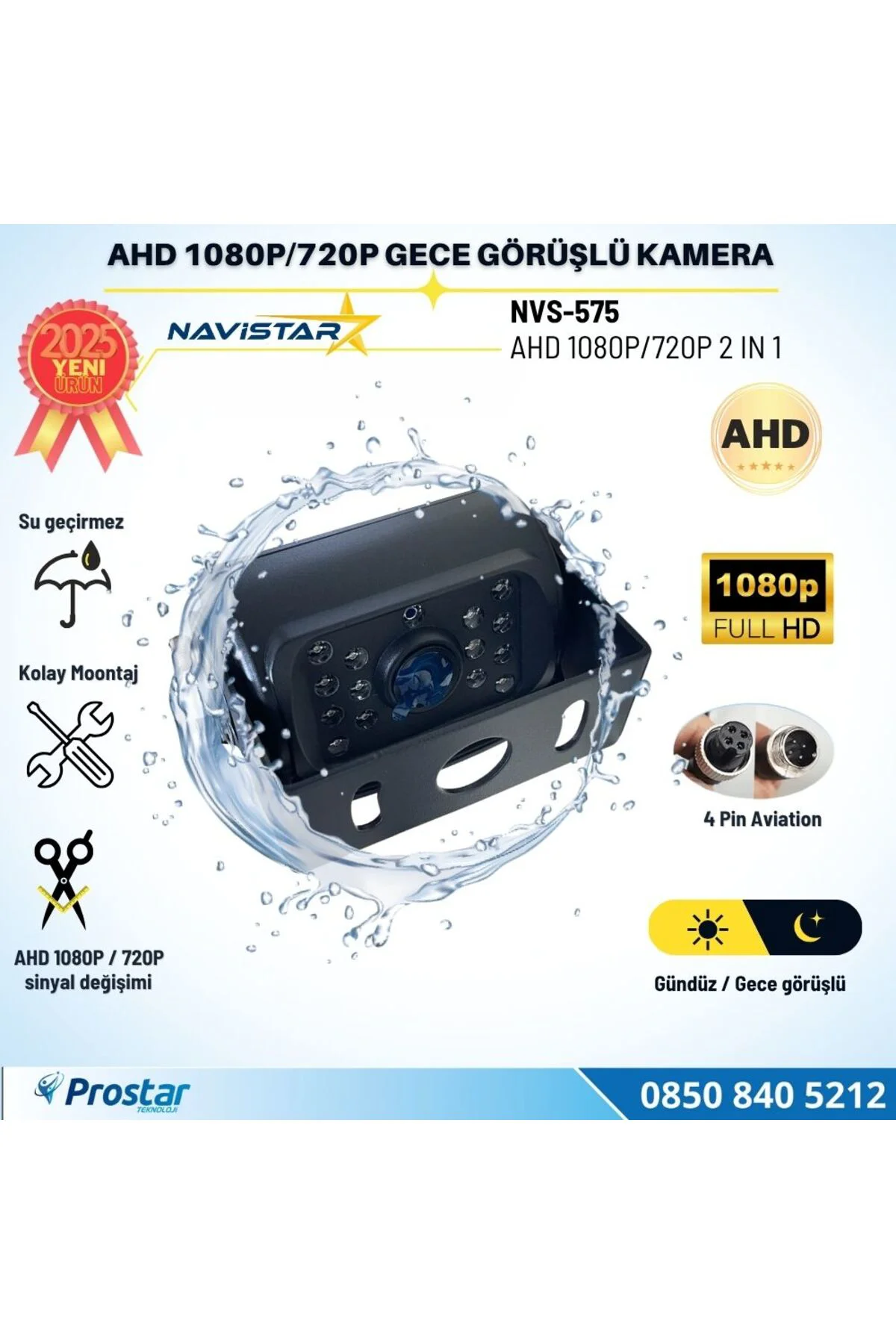 AHD 1080P ve 720P Metal 18 IR Ledli Gece Görüşlü Araç Kamerası