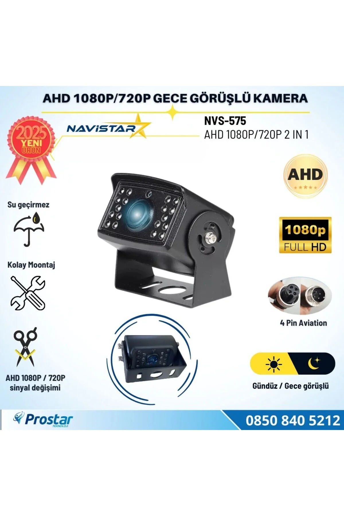 AHD 1080P ve 720P Metal 18 IR Ledli Gece Görüşlü Araç Kamerası