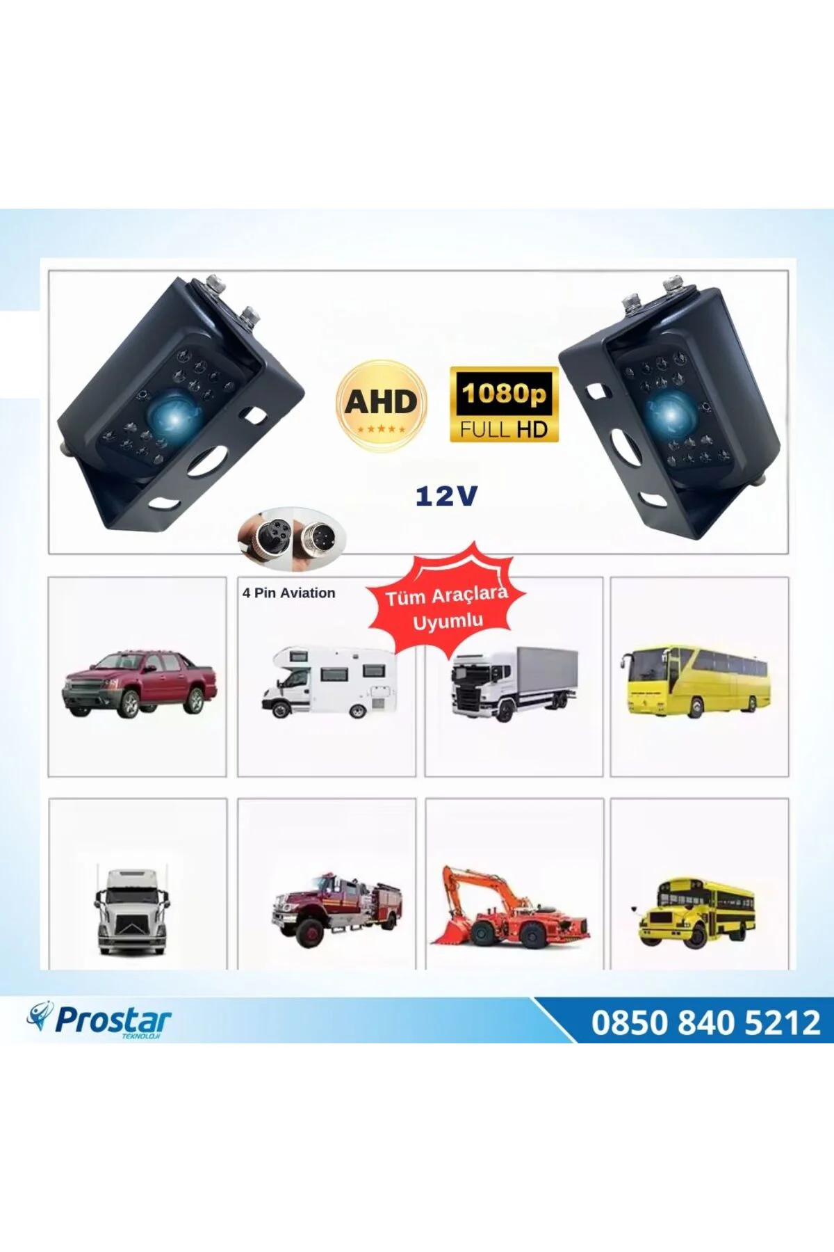 AHD 1080P ve 720P Metal 18 IR Ledli Gece Görüşlü Araç Kamerası