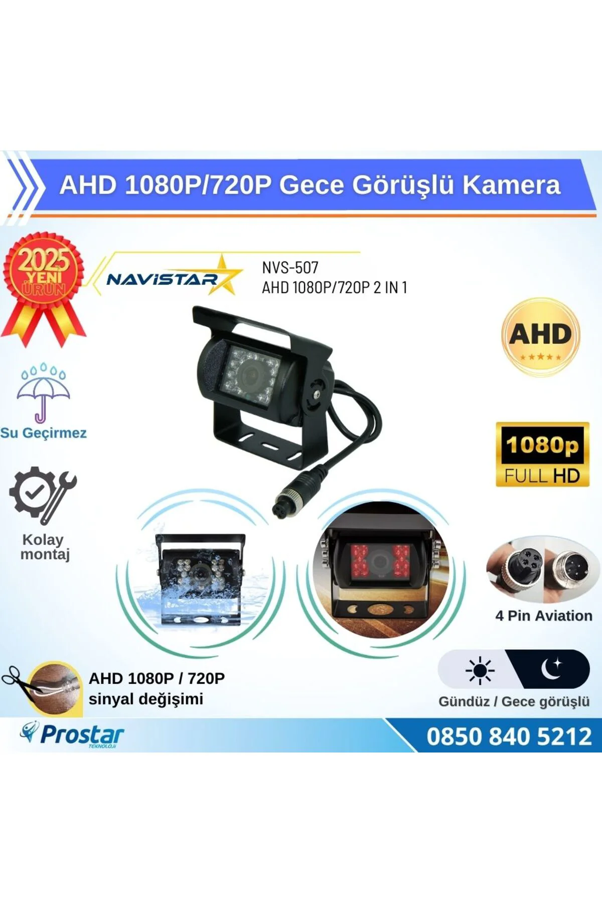 AHD 1080P/720P Çift fonksiyonlu Gece Görüşlü Şapkalı Kamera