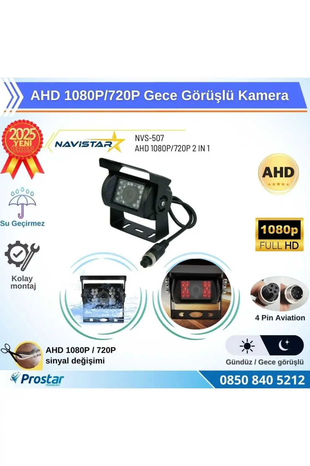 AHD 1080P/720P Çift fonksiyonlu Gece Görüşlü Şapkalı Kamera