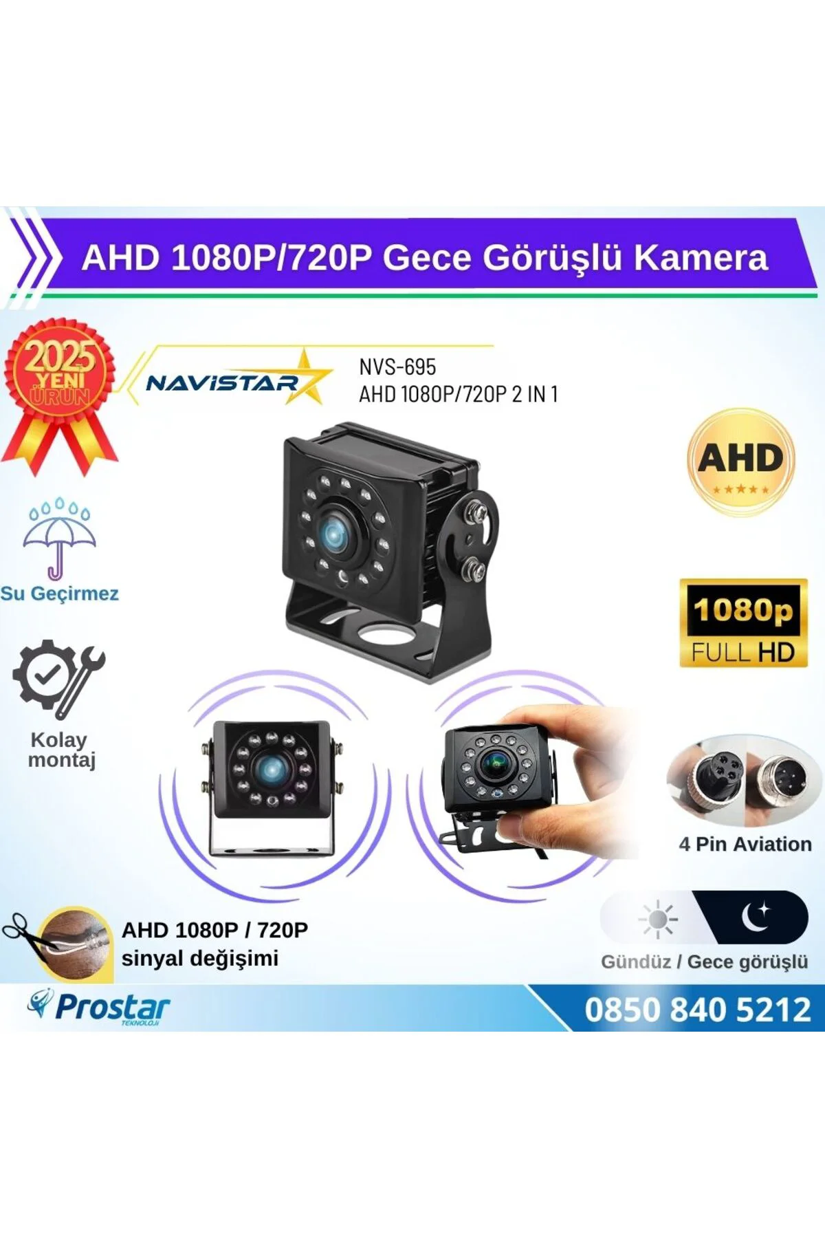 AHD 1080P/720P Dönüşümlü 11 ledli Gece Görüşlü Kamera