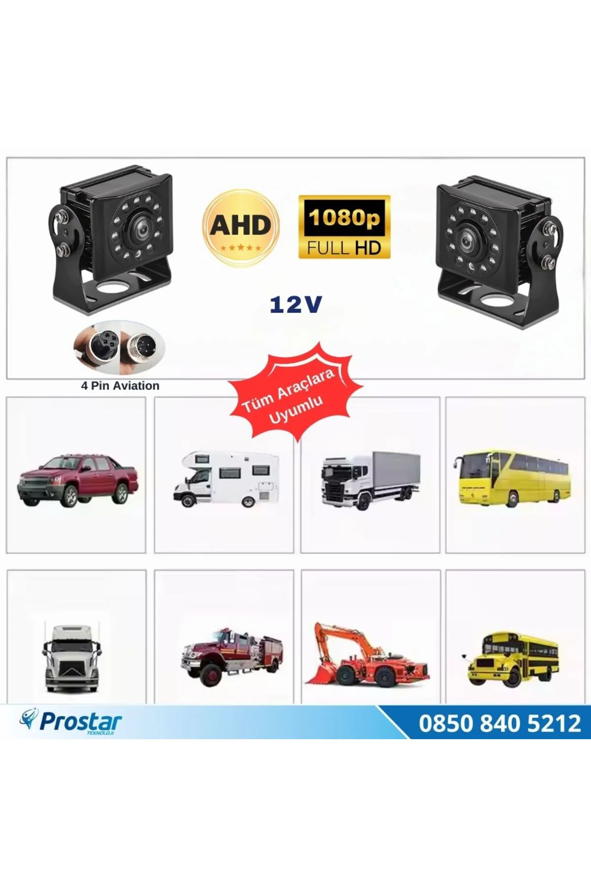 AHD 1080P/720P Dönüşümlü 11 ledli Gece Görüşlü Kamera