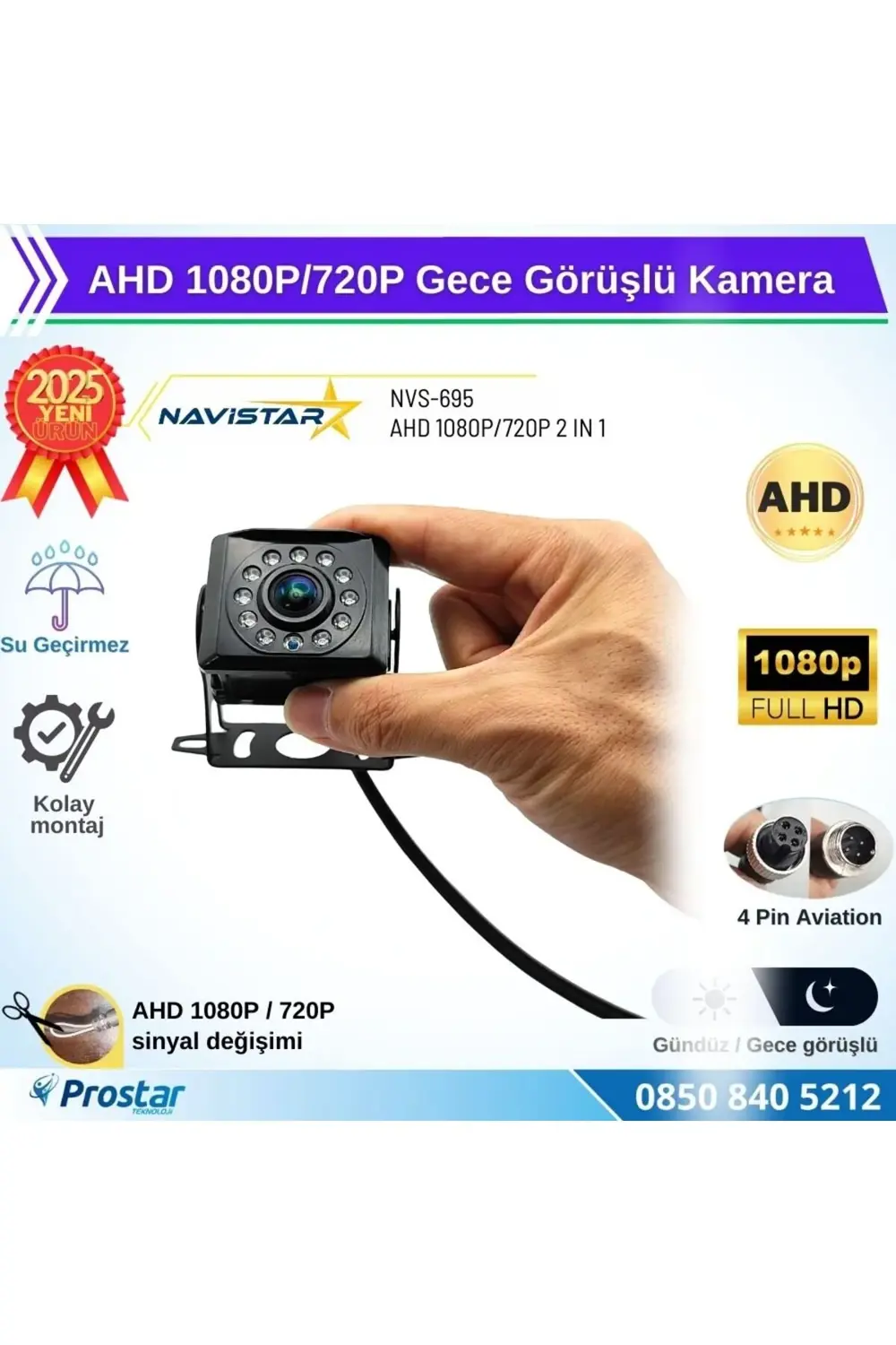 AHD 1080P/720P Dönüşümlü 11 ledli Gece Görüşlü Kamera