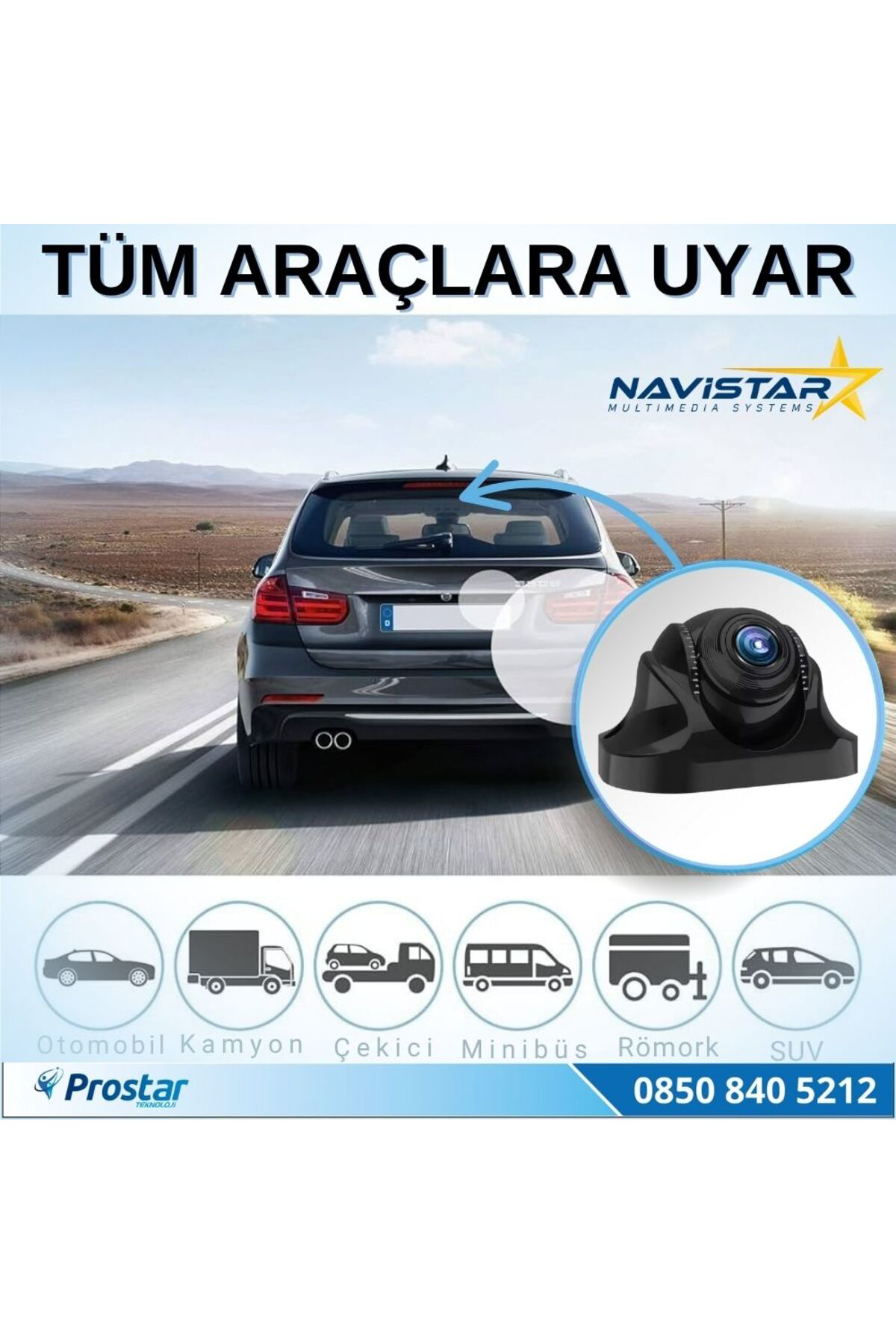 Navistar Ahd 1080P/720P Plastik Kolay Montaj Gece Görüşlü Araç Kamerası