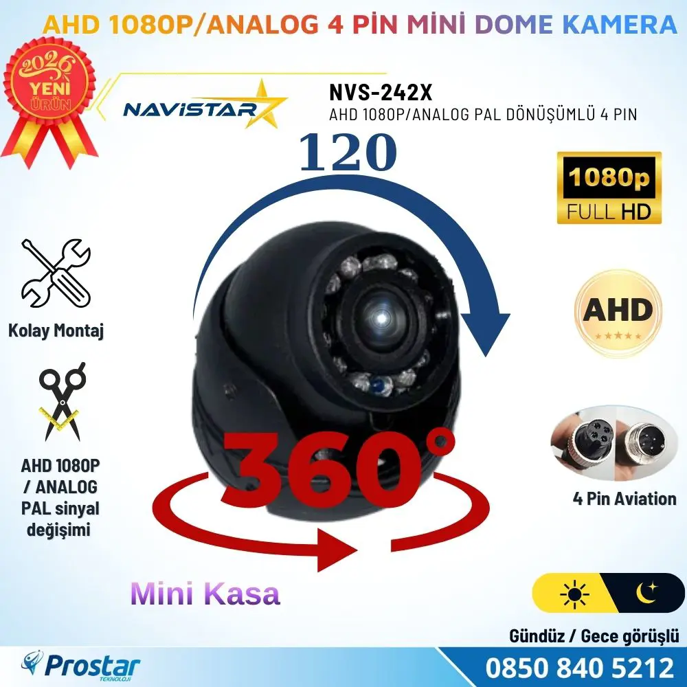 AHD 1080P/Analog Pal Dönüşümlü Plastik Metal Mini Dome Kamera