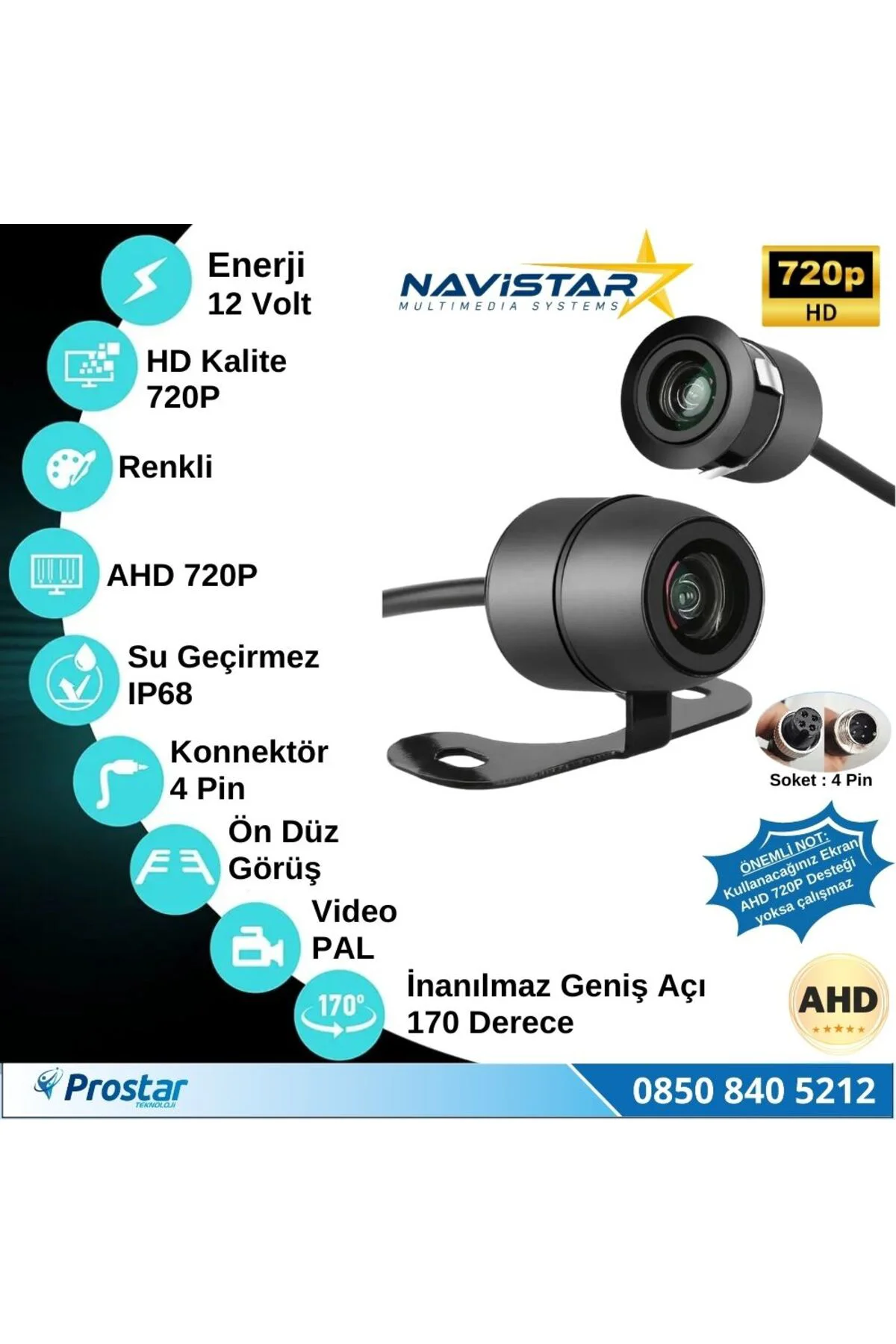 Ahd 720p 4 Pin Soketli Kelebek Ve Tampon Uyumlu 6 Mt 4 Pin Kablol